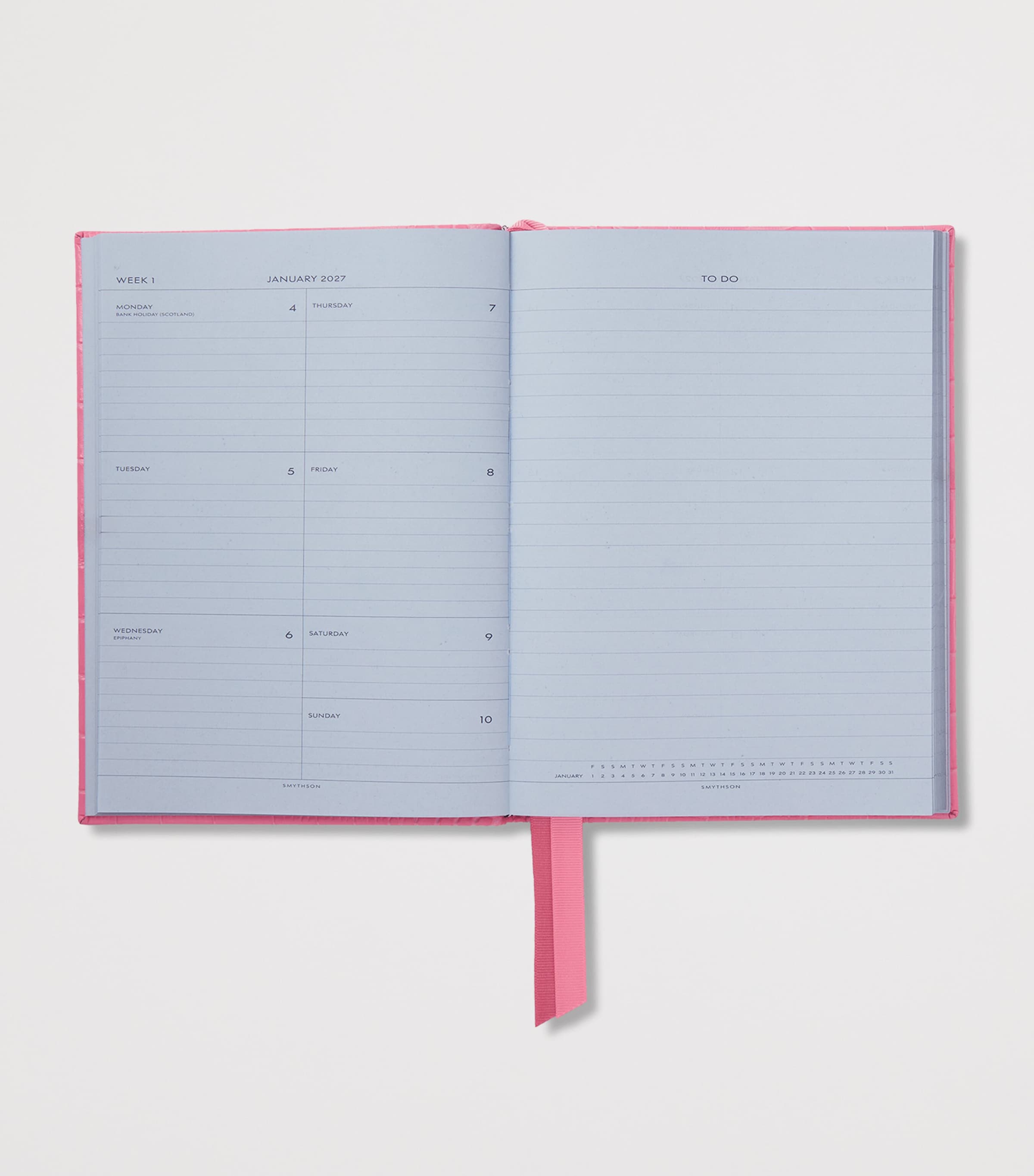 Smythson Leather Soho Weekly Diary 2027 Flamingo Image 2