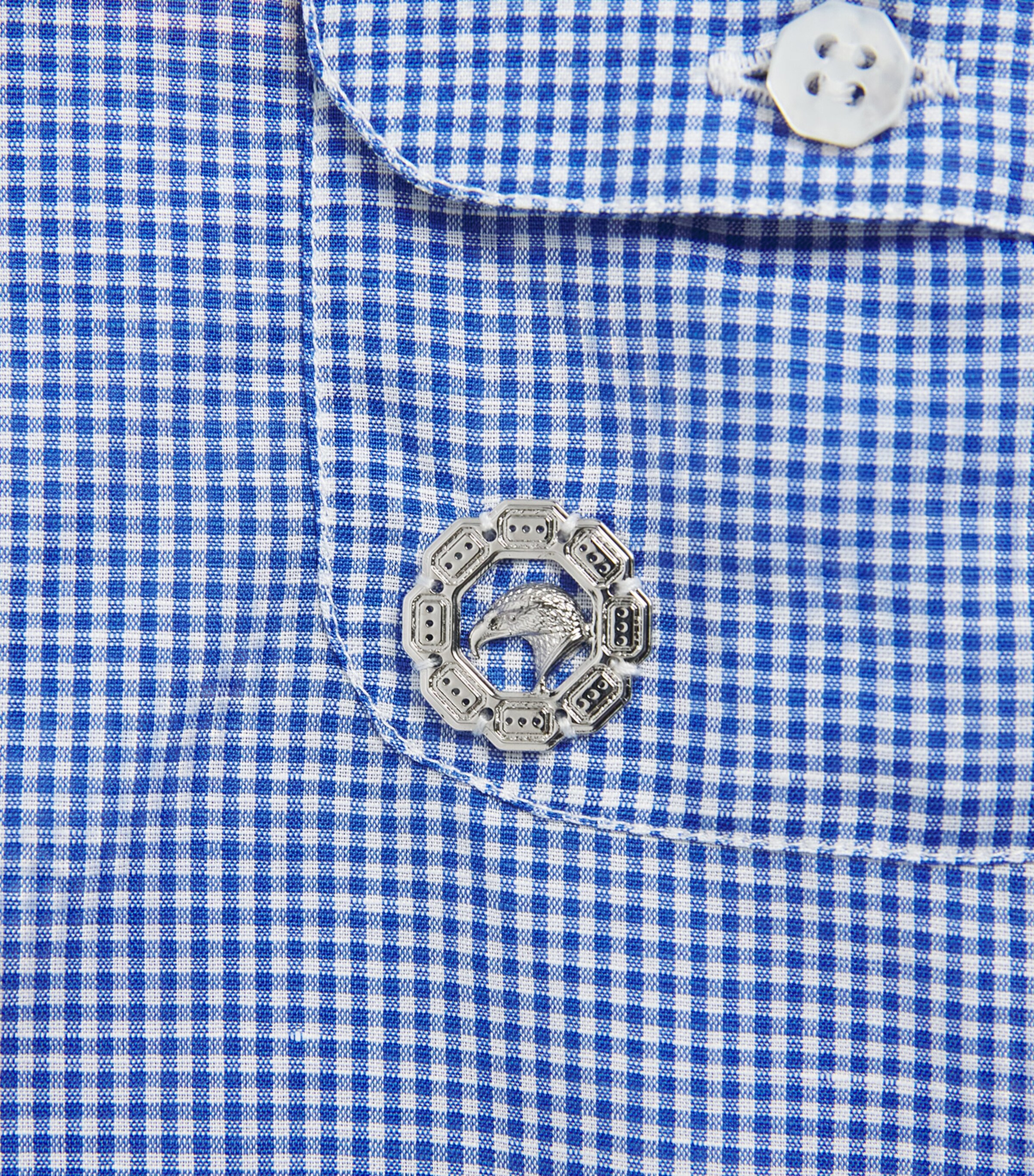 Stefano Ricci Kids Cotton-Linen Check Shirt (6-16 Years) C. Whte + L Blue Image 3