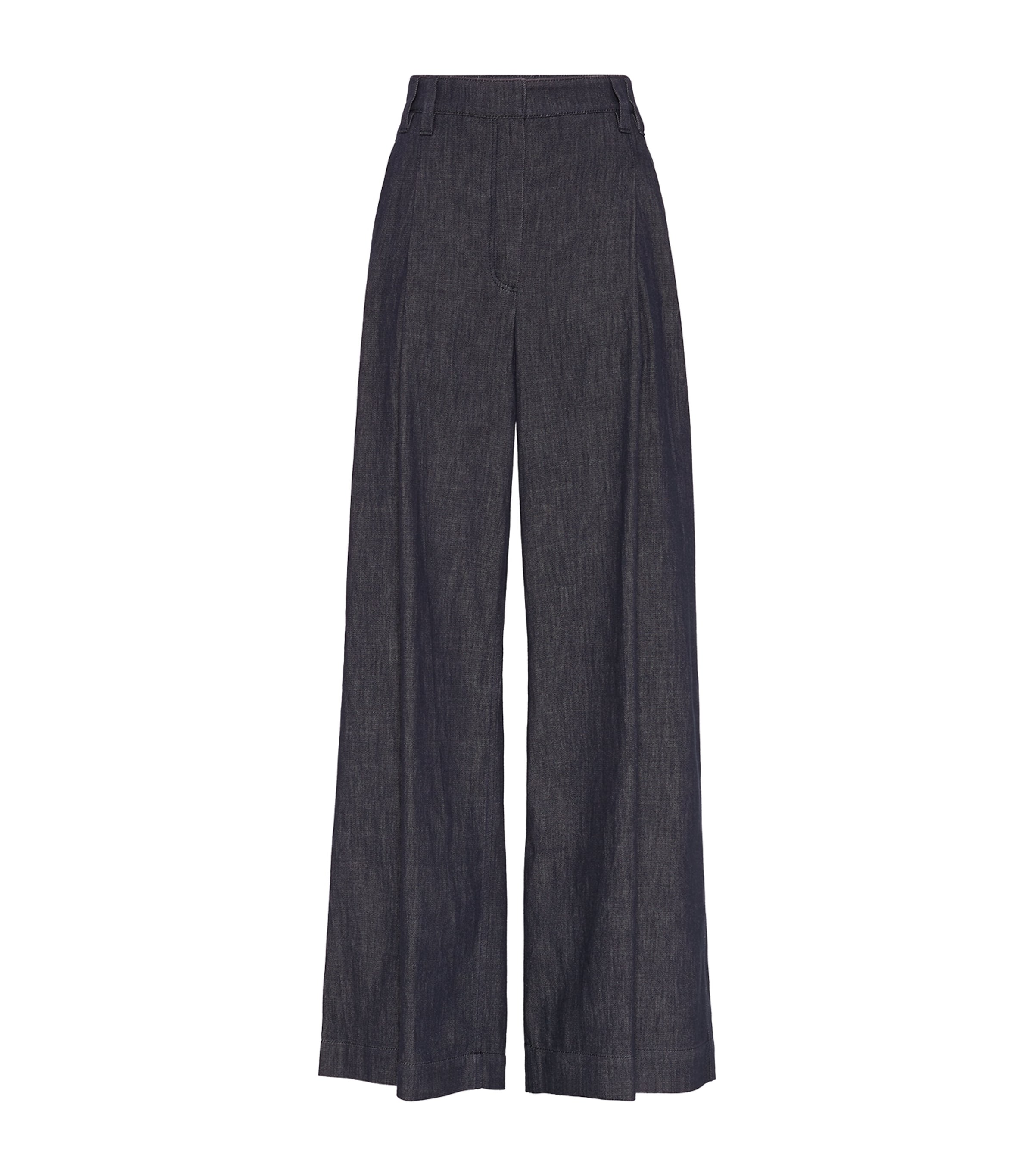 Shop Brunello Cucinelli Denim-effect Wide-leg Trousers In Blue