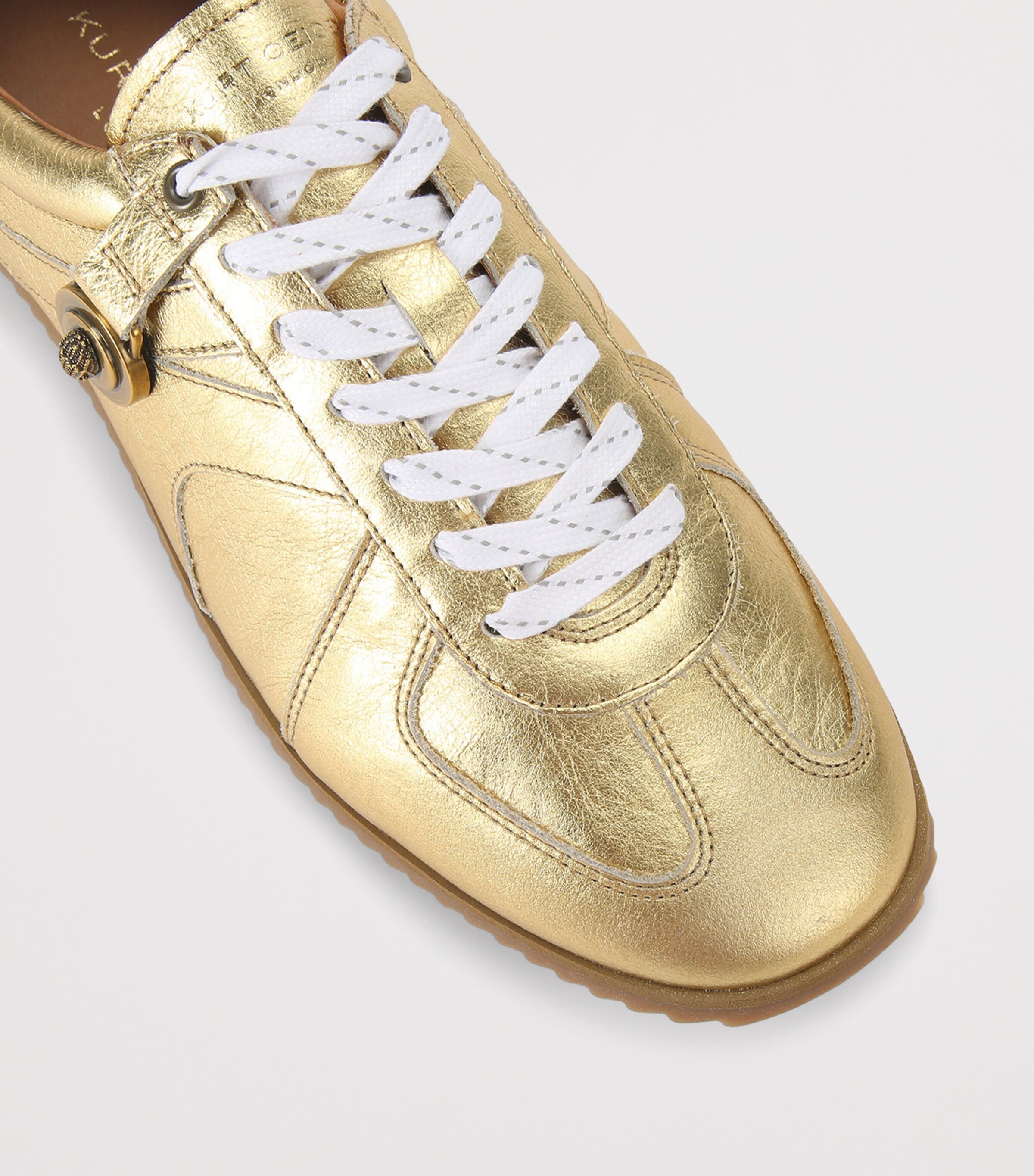 Kurt Geiger London Metallic Leather Eldon Sneakers Gold Image 3
