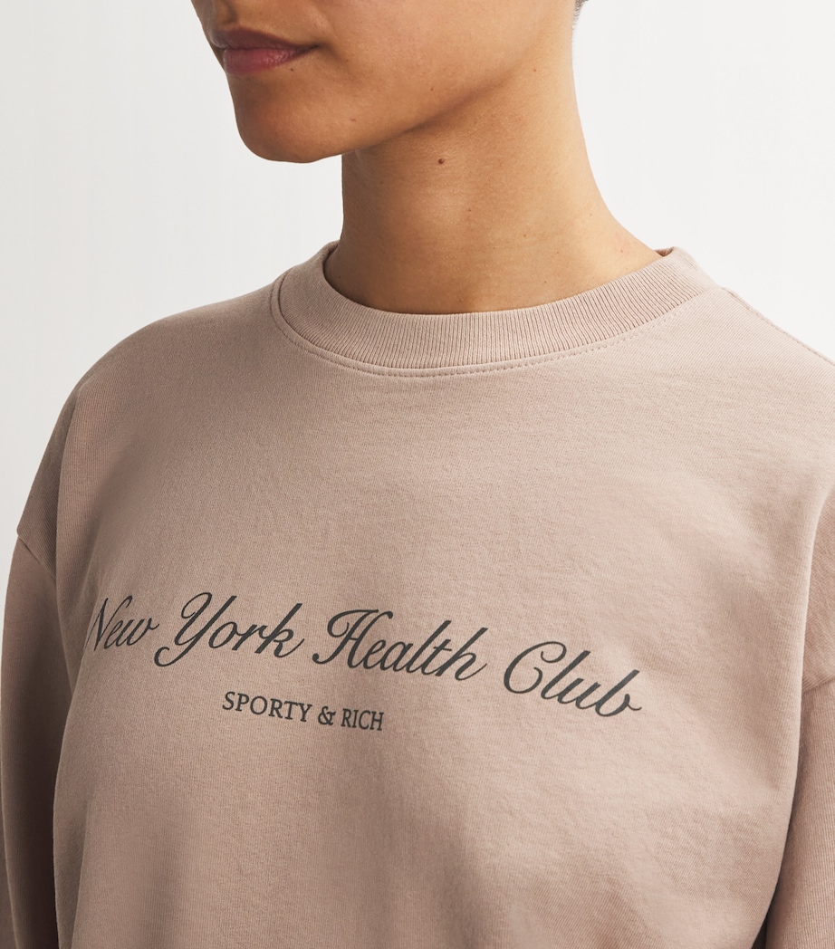 Sporty & Rich Womens Health Club Sweatshirt Mink Black Image 6