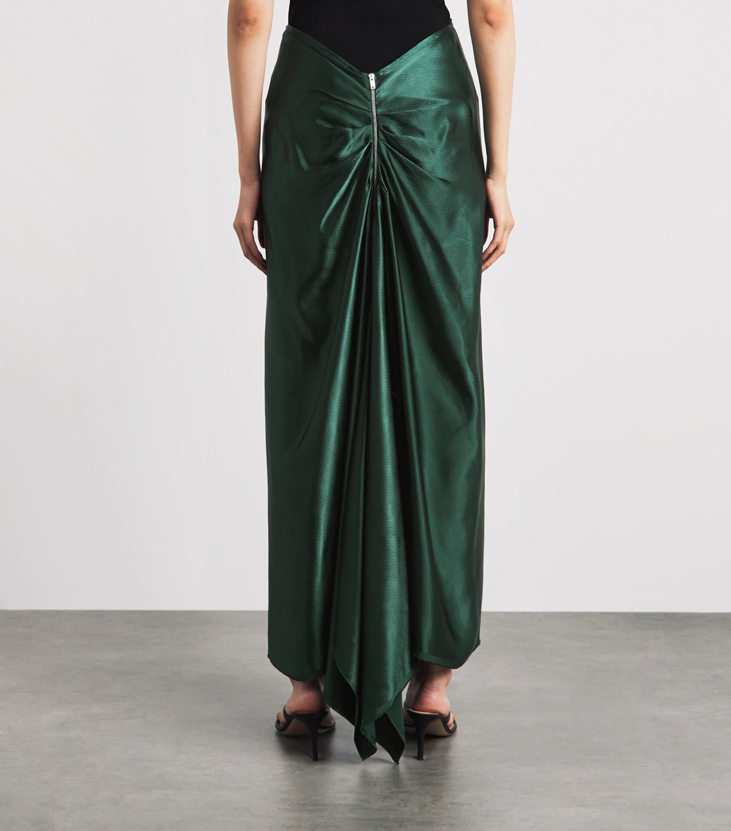 FFORME Womens Satin Jovie Maxi Skirt Evergreen Image 5