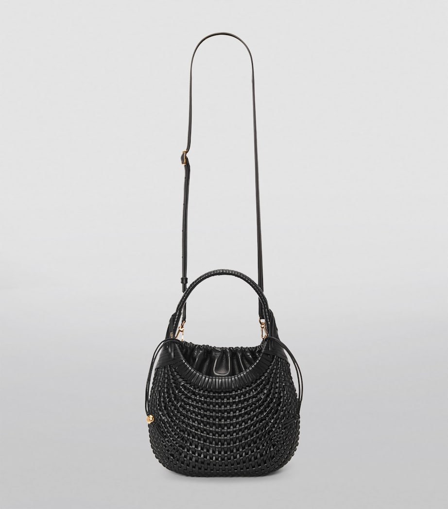 Leather Diamond Top-Handle Bag BLACK Image 6