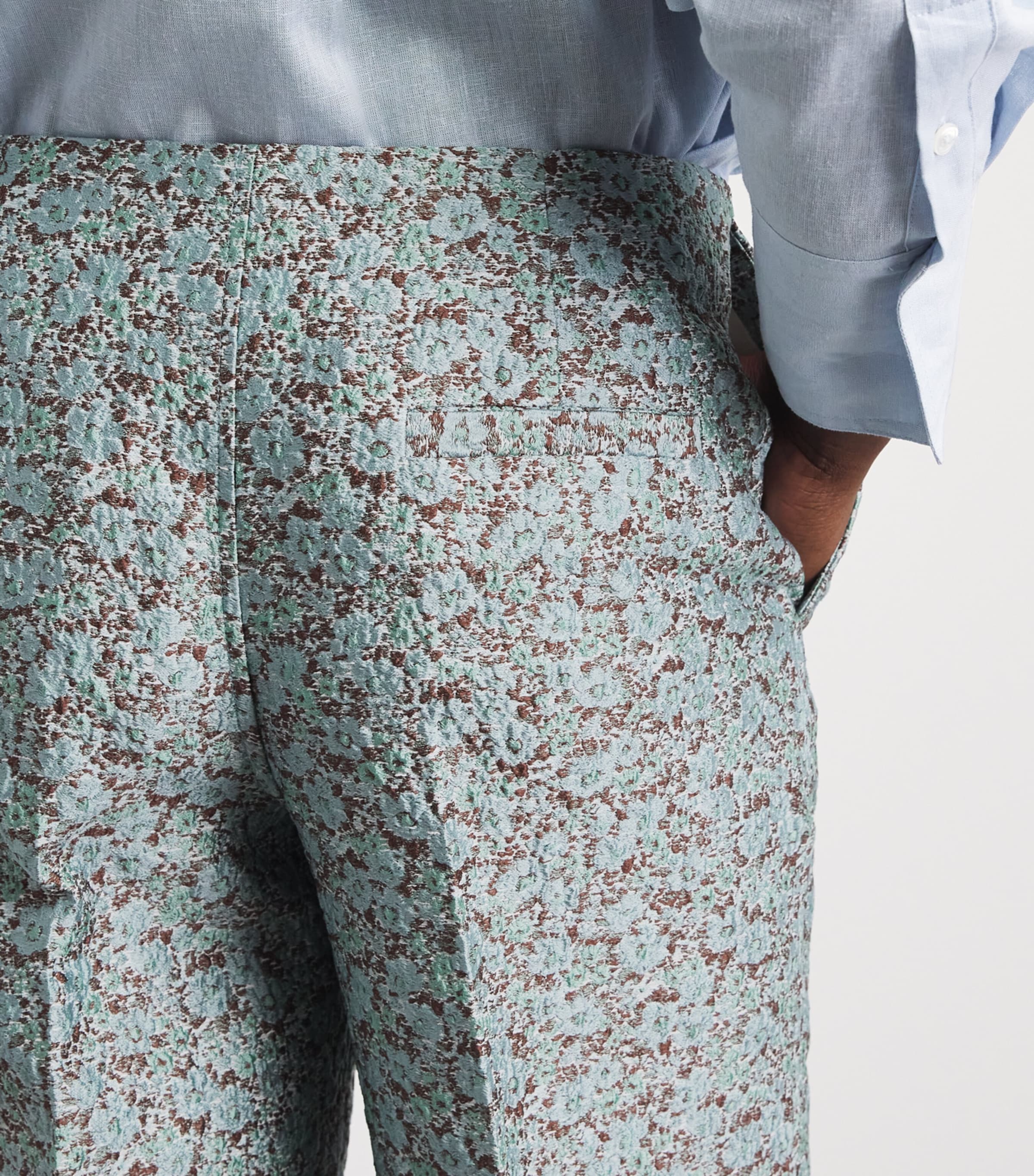 Tory Burch Womens Jacquard Trousers Blue Floral Image 3