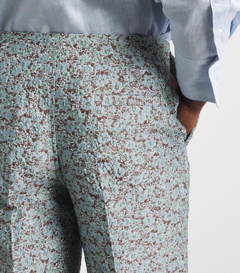 Tory Burch Womens Jacquard Trousers Blue Floral Image 3