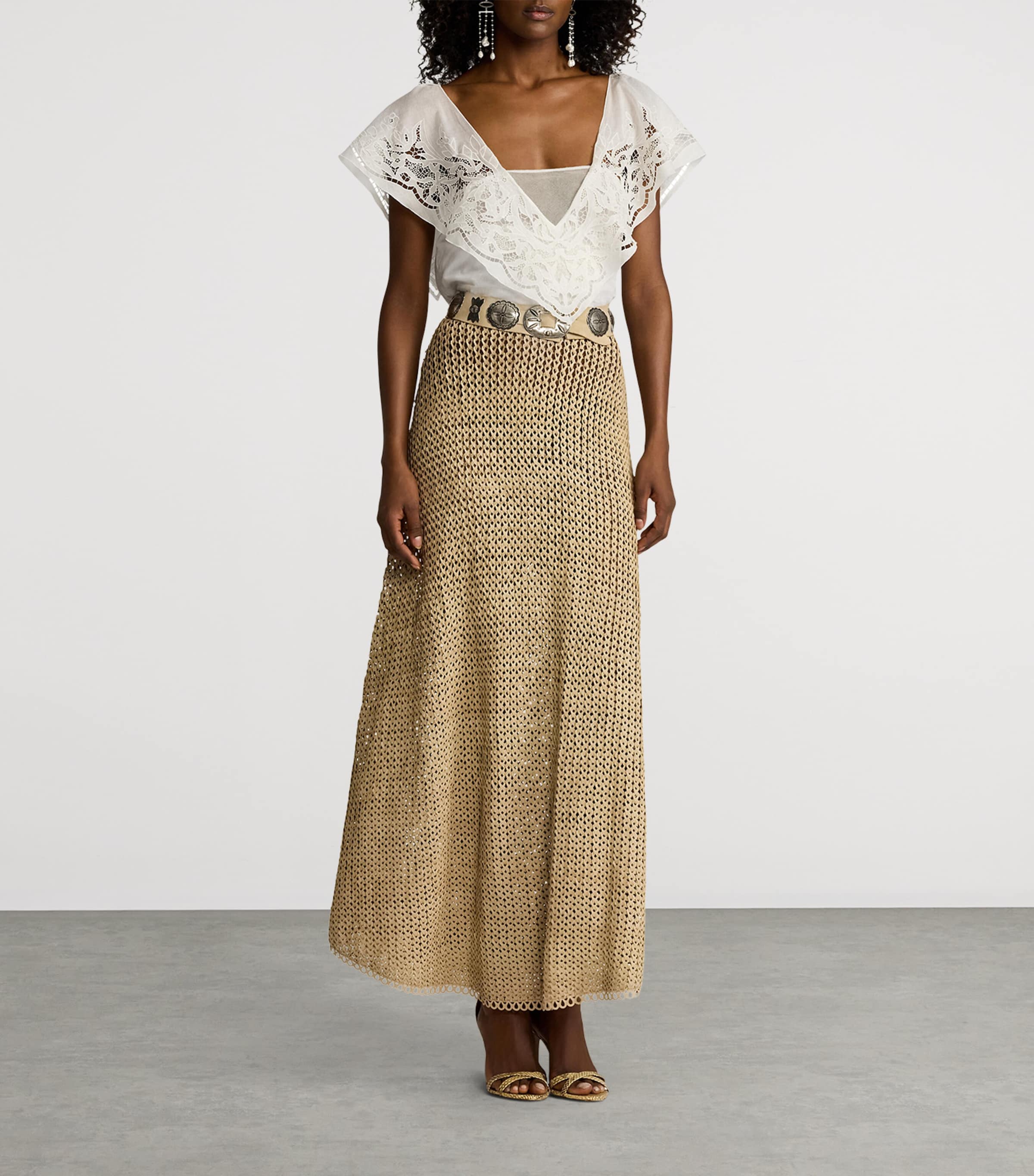 Suede Concho Belt LIGHT SAND Image 2