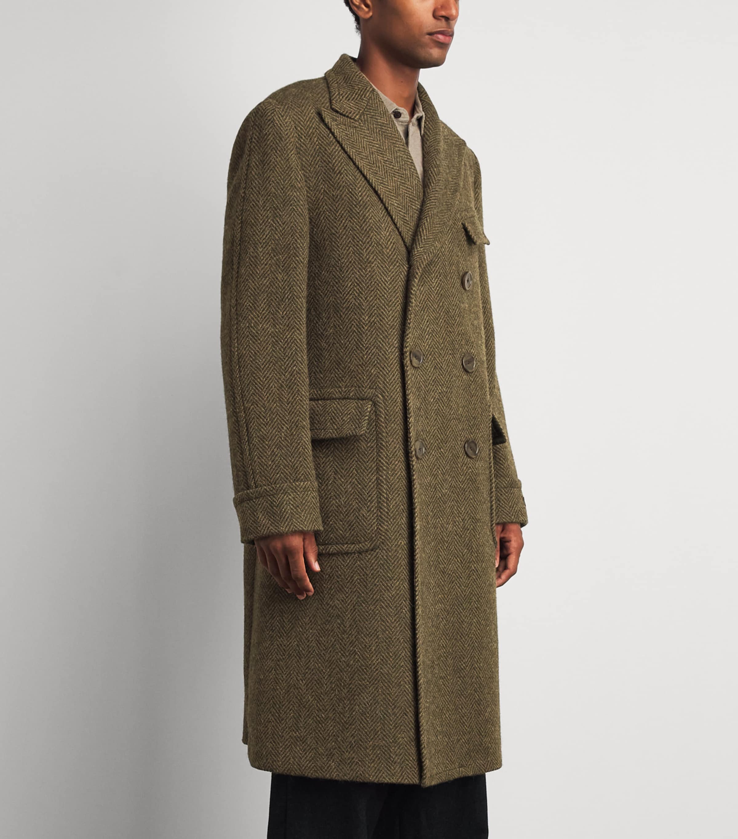 Polo Ralph Lauren Mens Wool Tweed Polo Coat Loden Multi Image 4