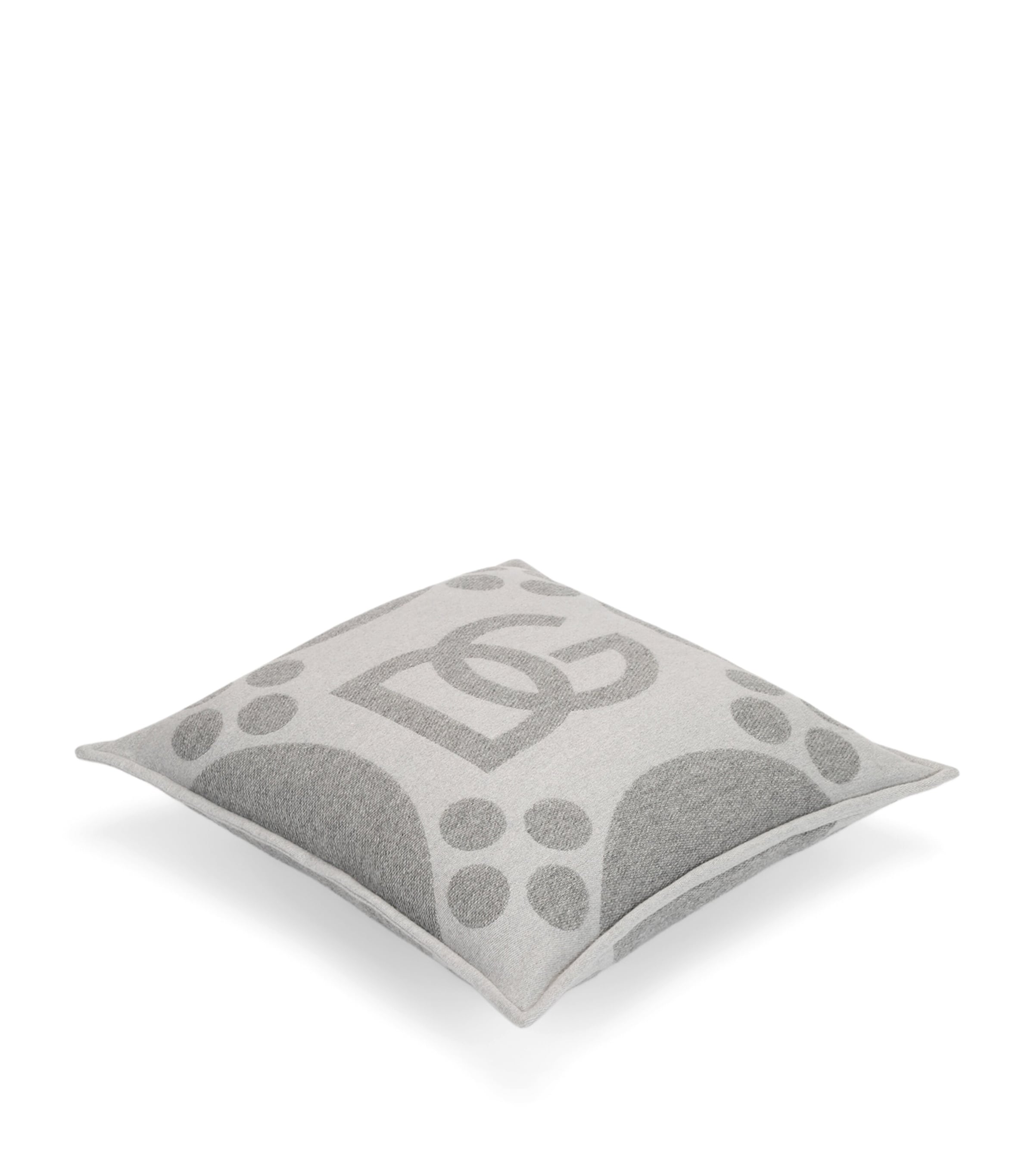Wool-Silk-Cashmere Logo Cushion (50cm x 50cm) U0060-GRIGIO CHIARO Image 2