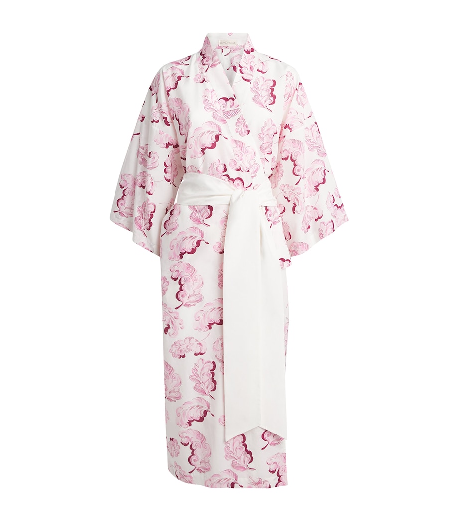 Olivia von Halle Womens Cotton-Silk Amaya Midi Robe Plume Image 1
