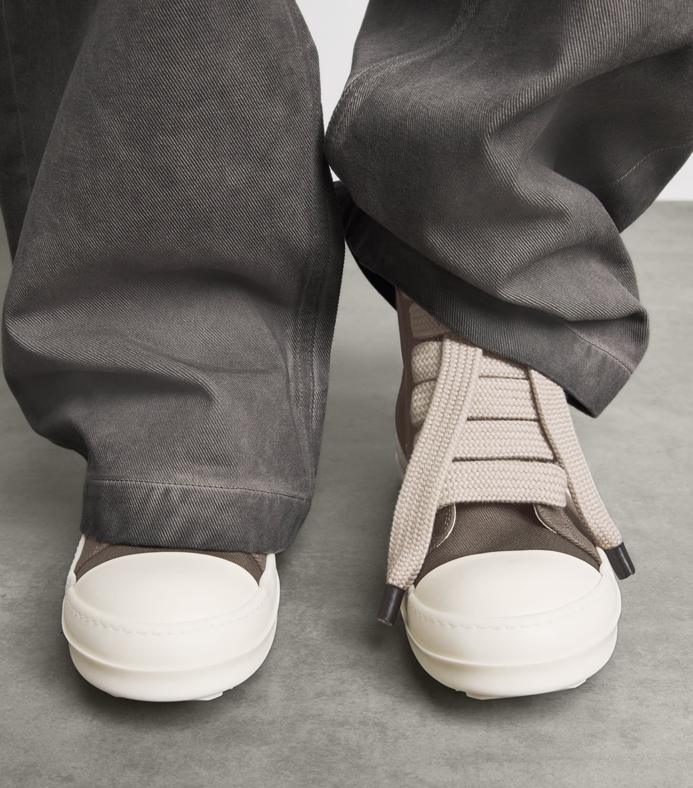 Rick Owens Denim Jumbolace Sneakers Dust/mlk/mlk Image 2