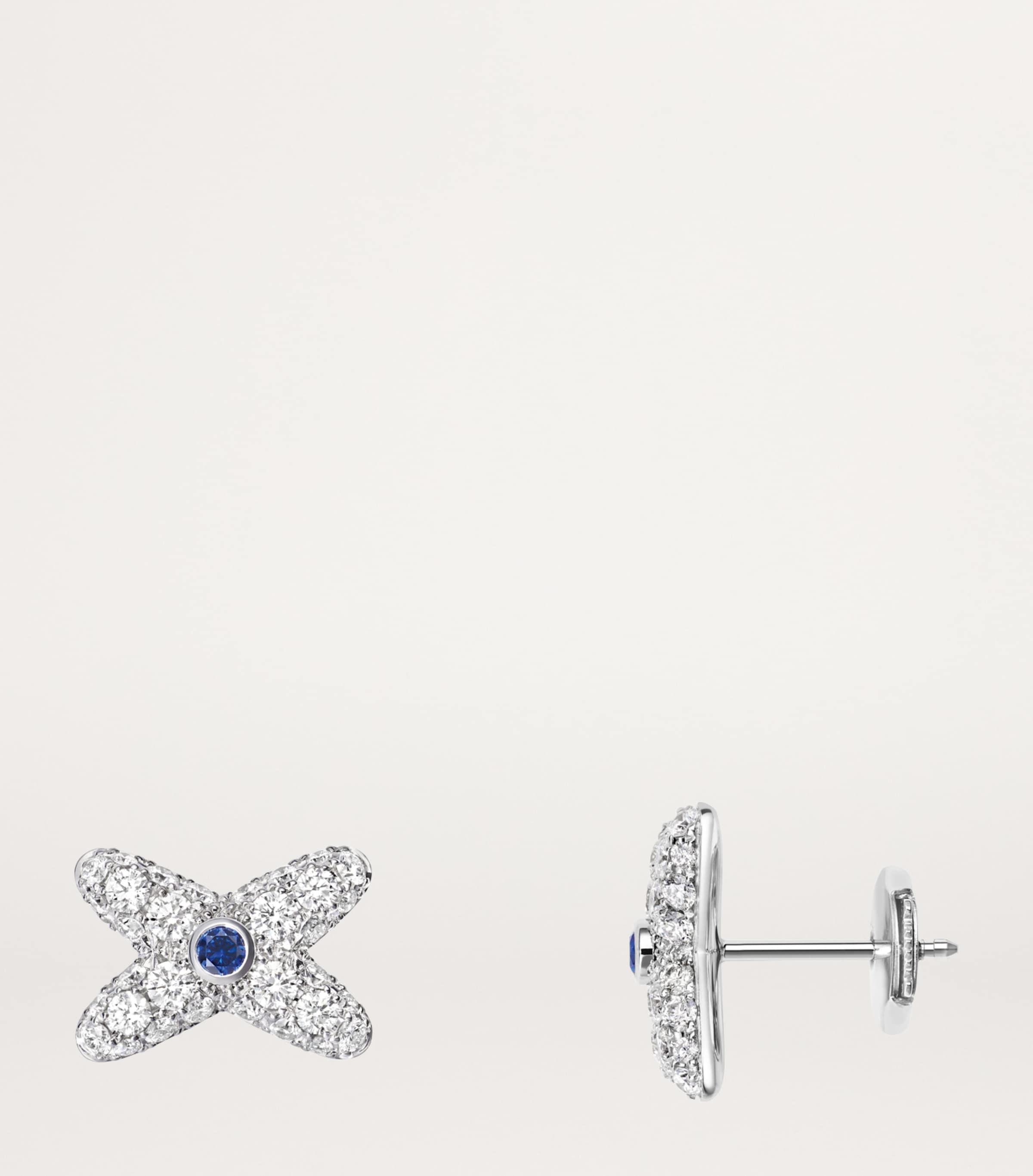 White Gold, Diamond and Sapphire Jeux de Liens earrings WHITE GOLD Image 2