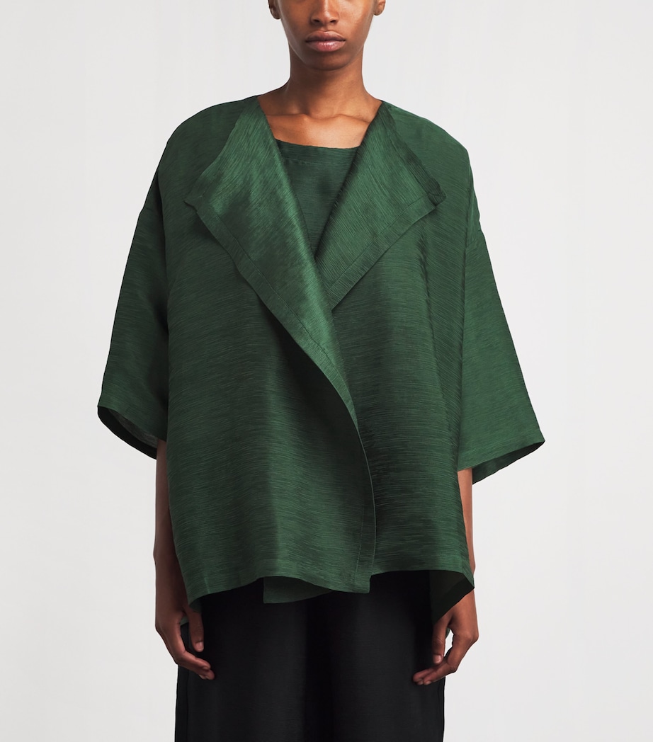 Silk Wide A-Line Jacket EMERALD Image 3