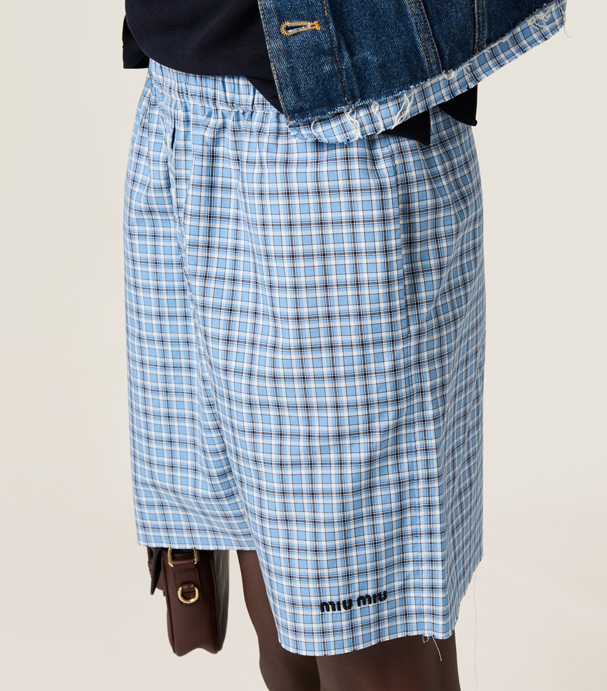 Miu Miu Cotton Poplin Check Shorts | Harrods UK