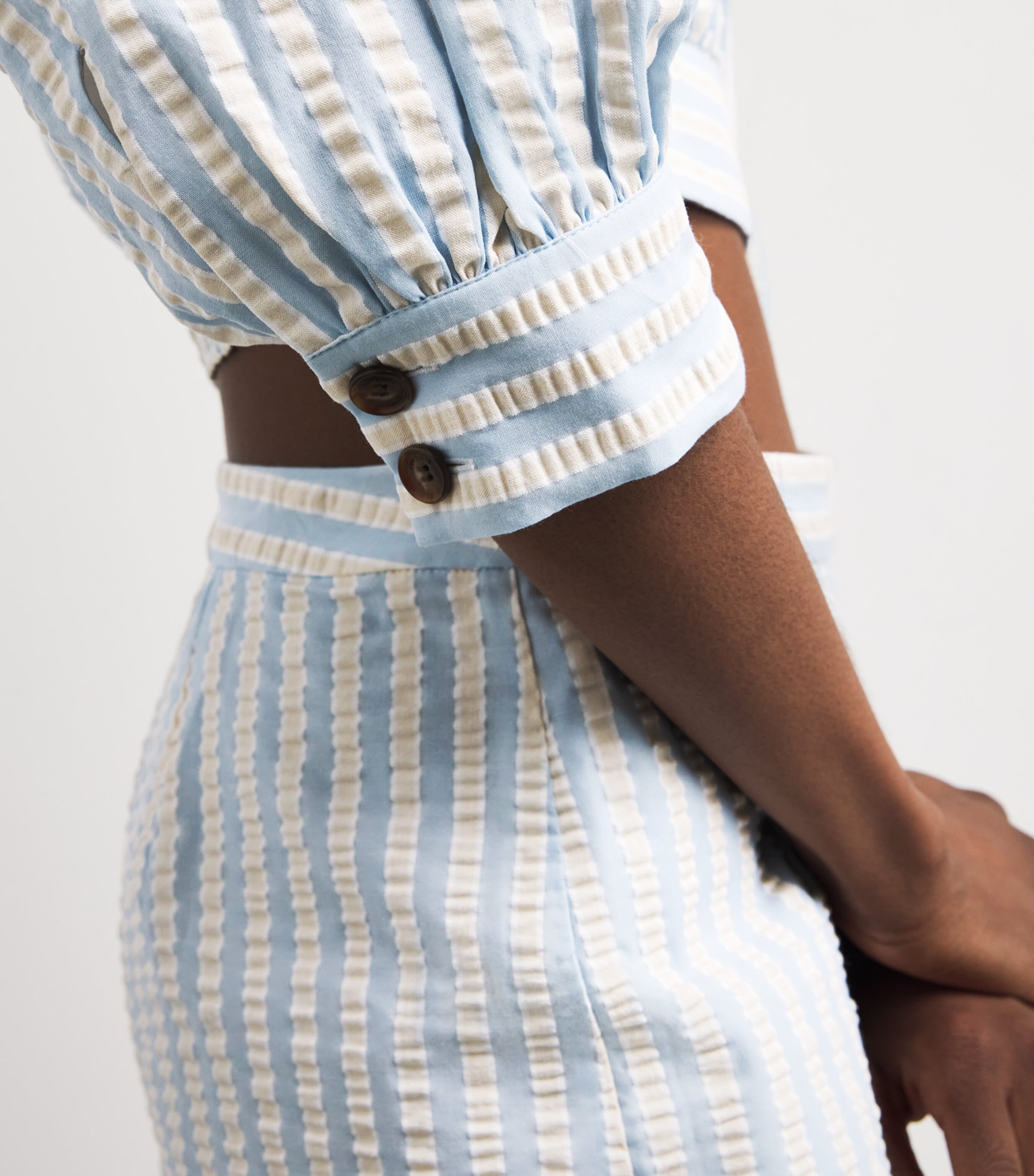 Cotton-Blend Stripe Noralie Crop Top HYDRANGEA BLUE STP Image 6