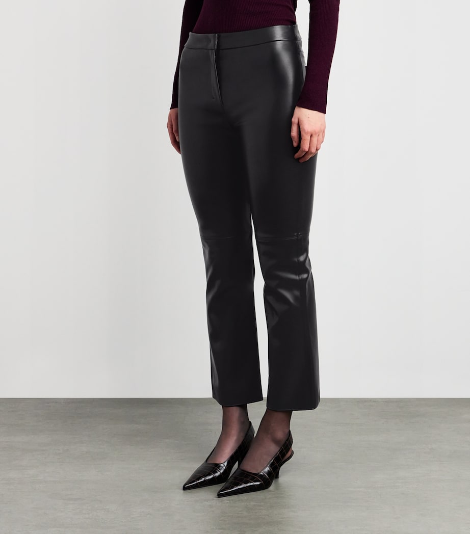 Faux Leather Cropped Trousers BLACK Image 3