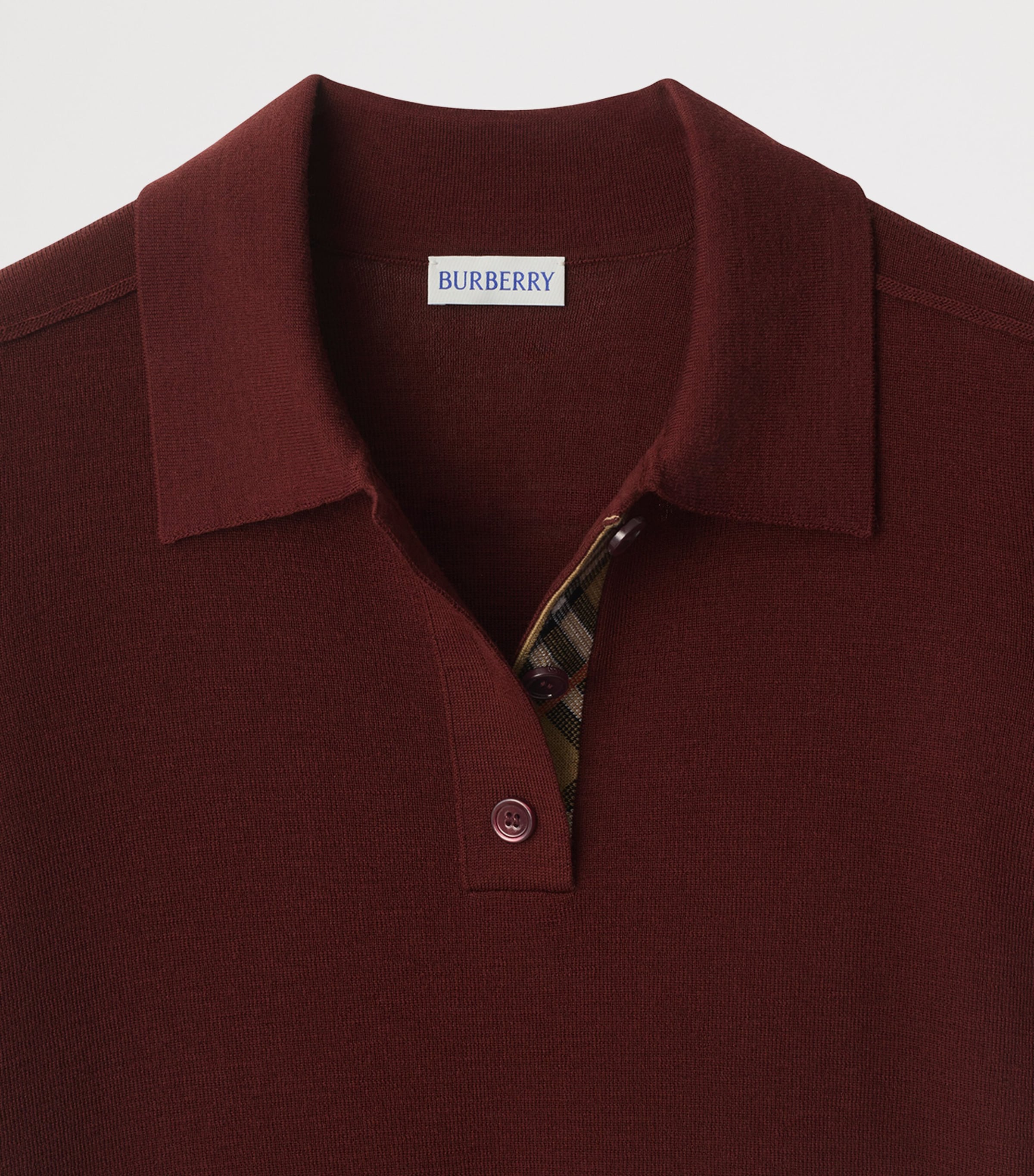 Burberry Red Wool Knitted Polo Shirt Harrods US