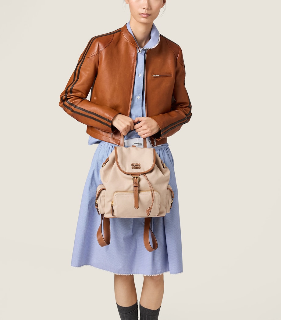 Miu Miu Canvas-Leather Backpack Image 5