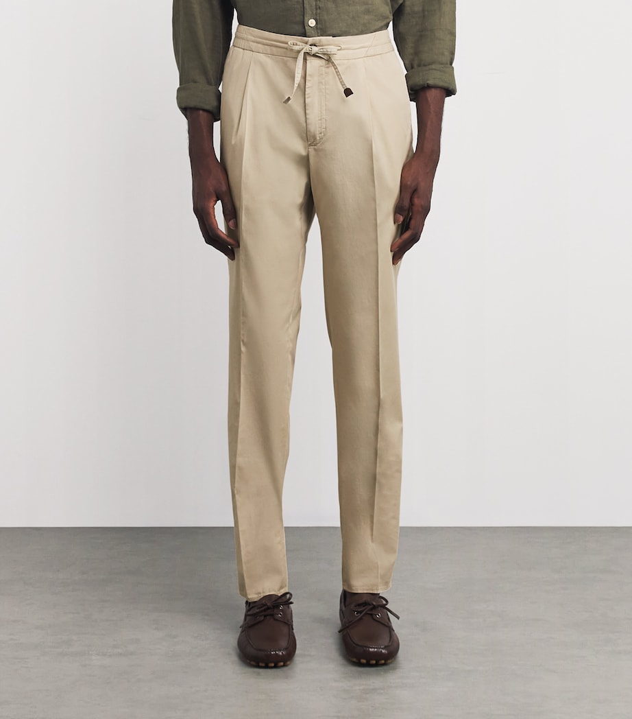 Cotton-Blend Drawstring Tailored Trousers 424 BEIGE SCURO Image 3