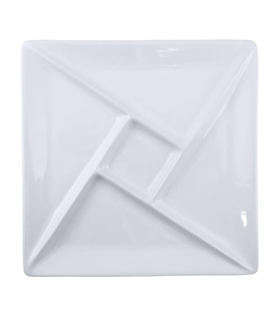 Set of 4 Ceramic Square Fondue Plates (26.5cm) WHITE Image 1