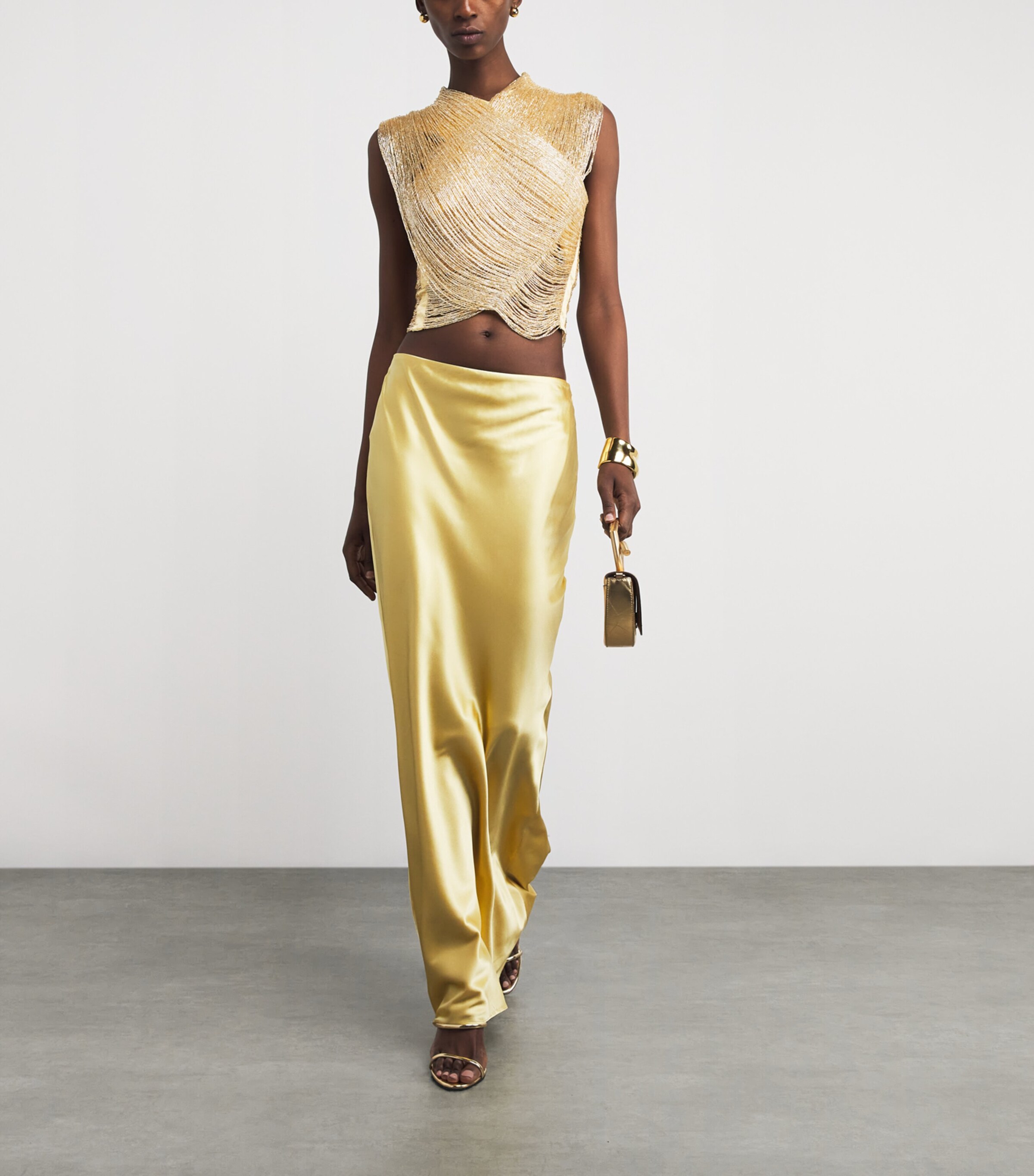 Cult Gaia Womens Beaded Haisley Top Light Gold Image 2