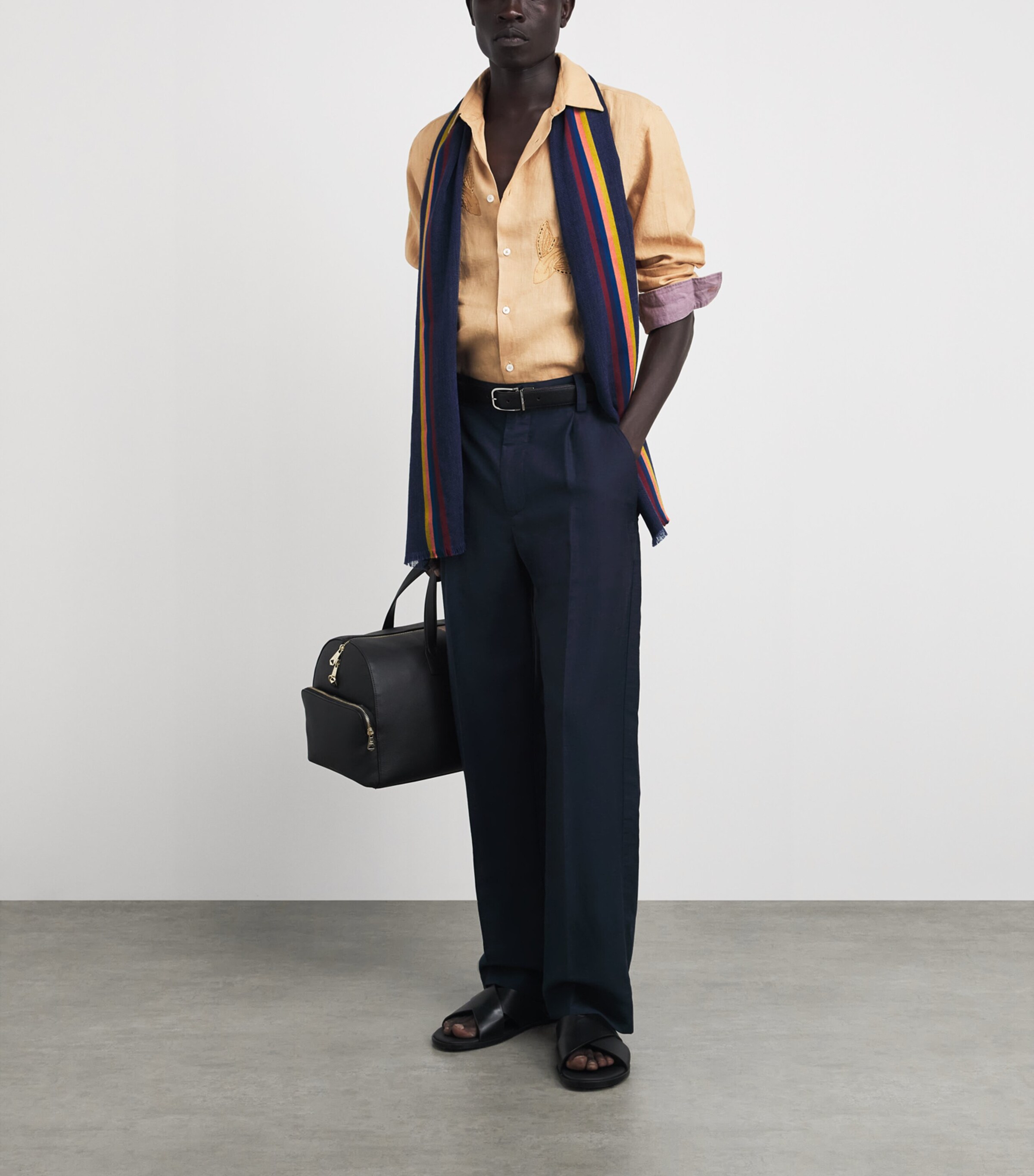 Paul Smith Virgin Wool-Blend Central Stripe Scarf Image 2