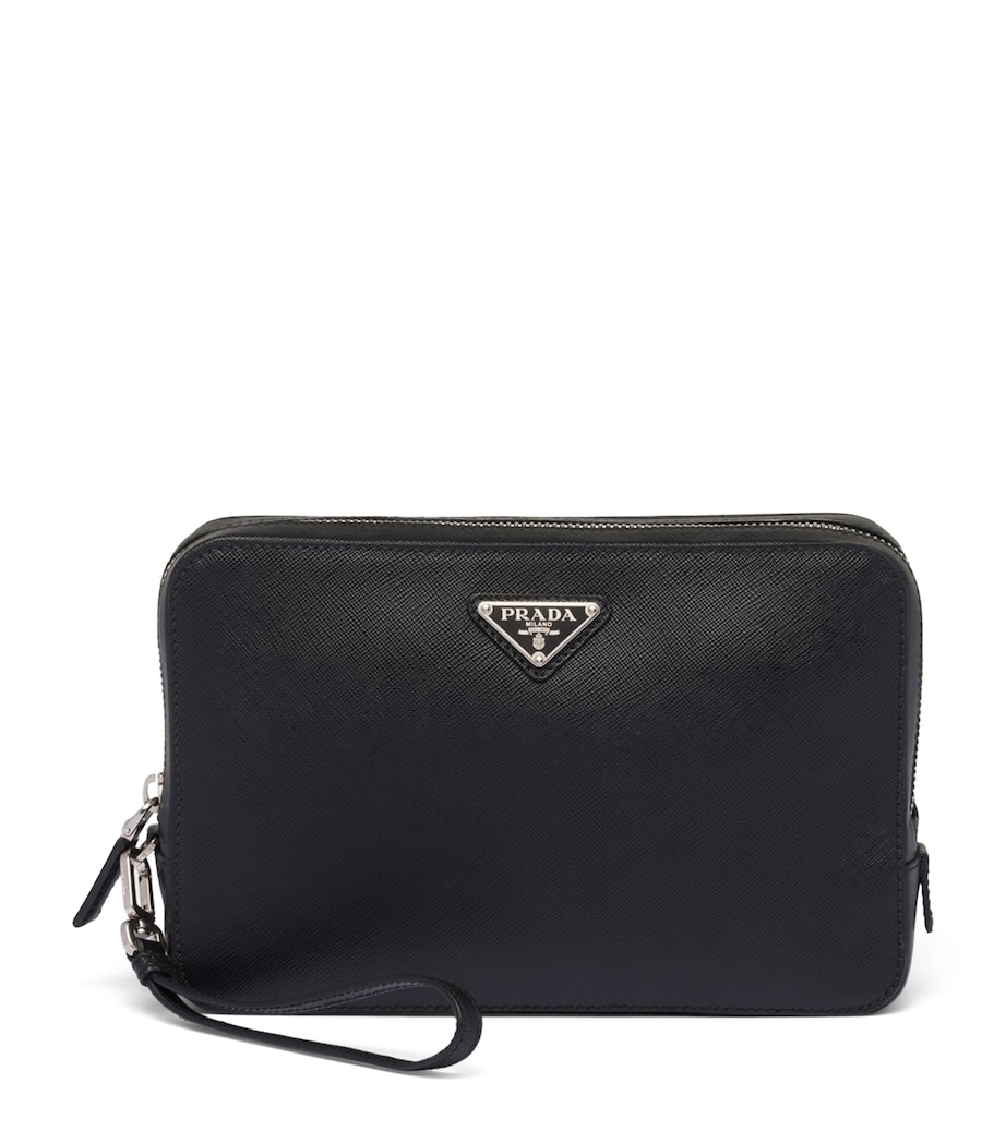 Prada Saffiano Leather Pouch Black Image 1