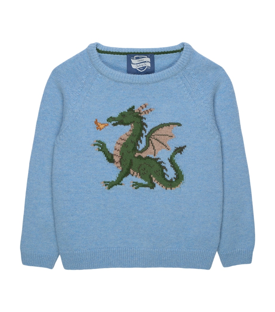 Trotters Wool-Blend Dragon Sweater (2-5 Years) Blue Image 1