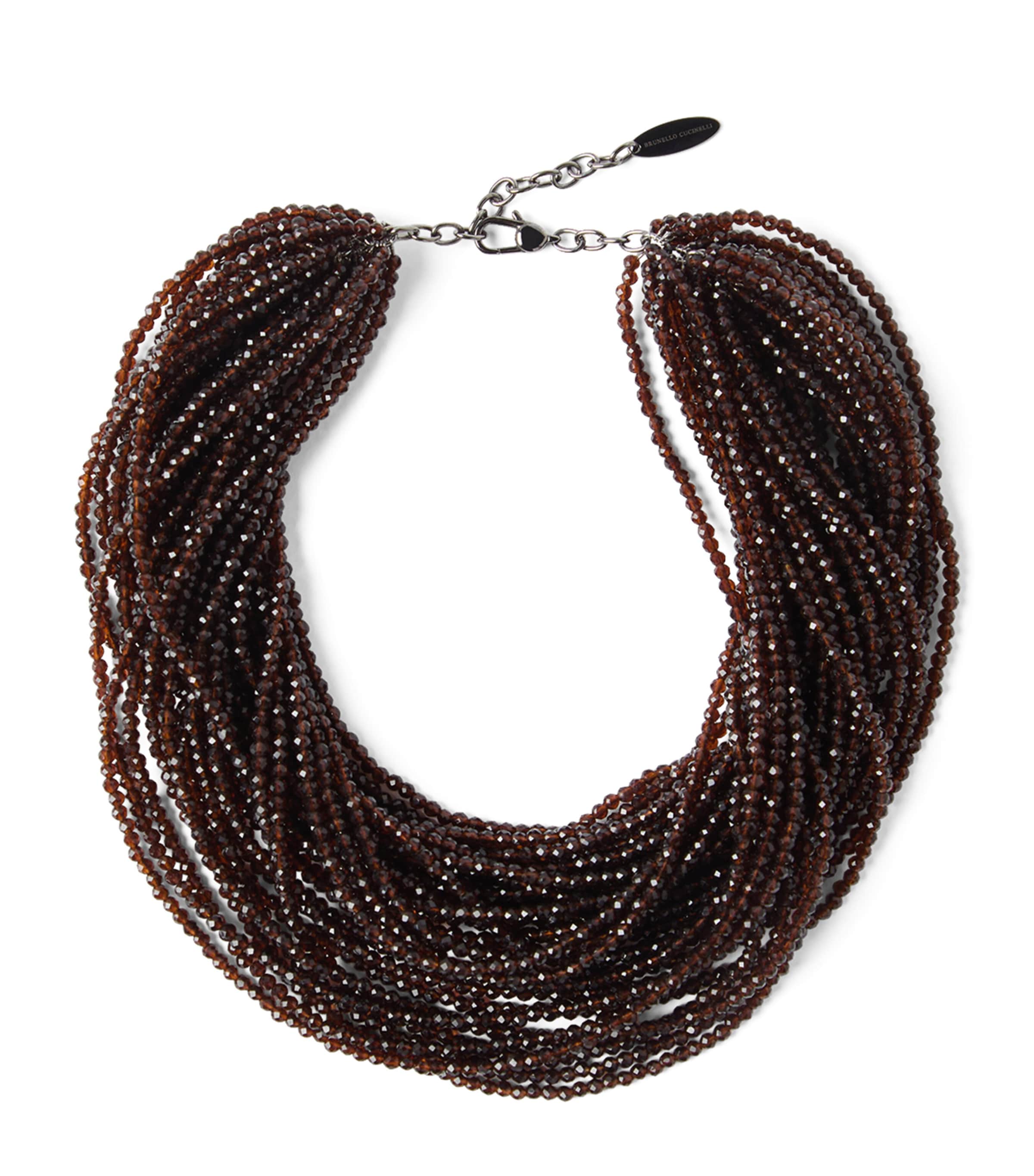 Brunello Cucinelli Women Brown Multi-strand Necklace With Faceted Beads And Rear Spring-ring Closure In Brown