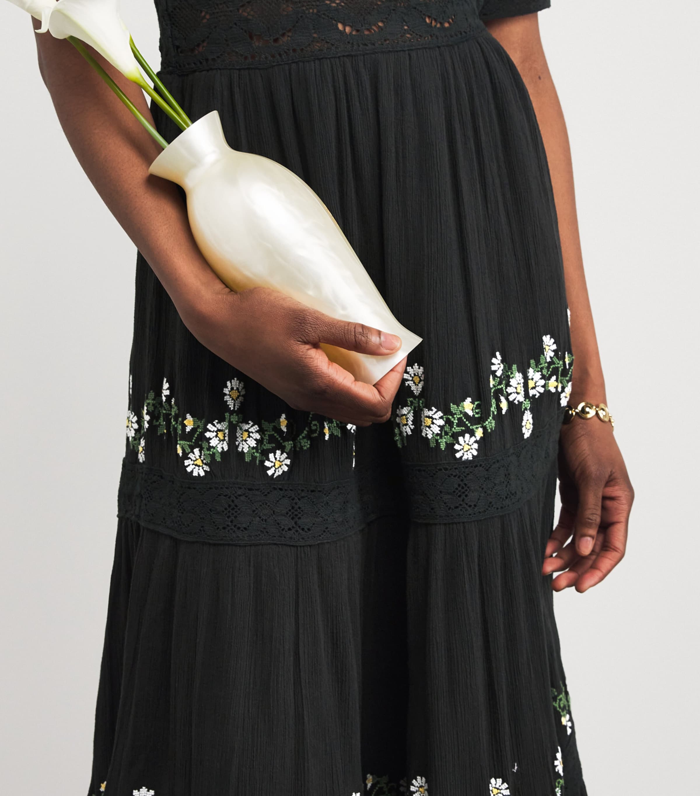 Cotton Philippa Midi Dress LILIA EMB BLACK Image 6