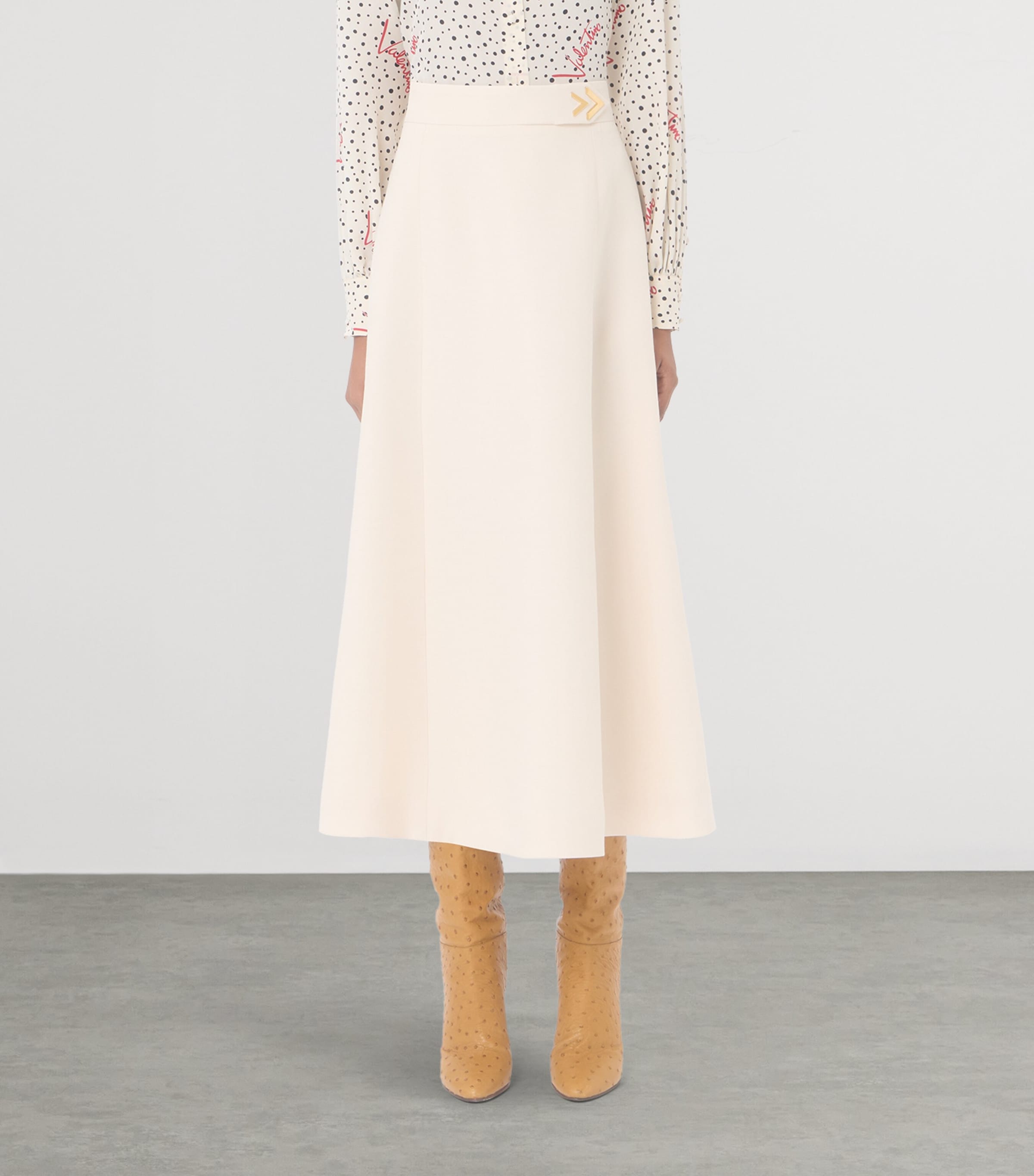 Valentino Womens Wool-Silk Crepe Midi Skirt Image 3