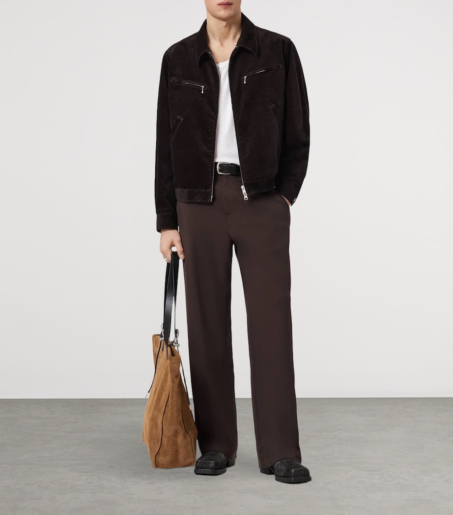 AllSaints Mens Suede Korey Jacket Traverse Brown Image 5