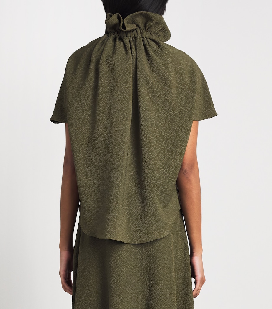 Edeline Lee Womens Ruff Blouse Agr Amber Green Image 5