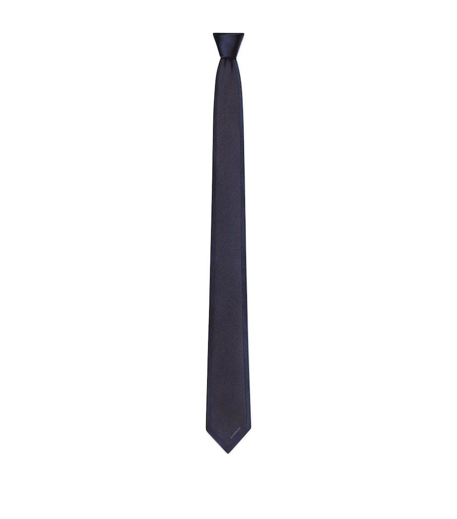 Silk Jacquard Stripe Tie NAVY Image 1