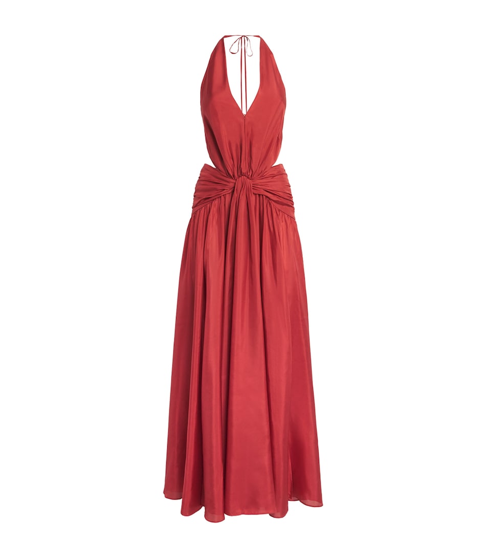 Zimmermann Silk Indra Maxi Dress Ras Raspberry