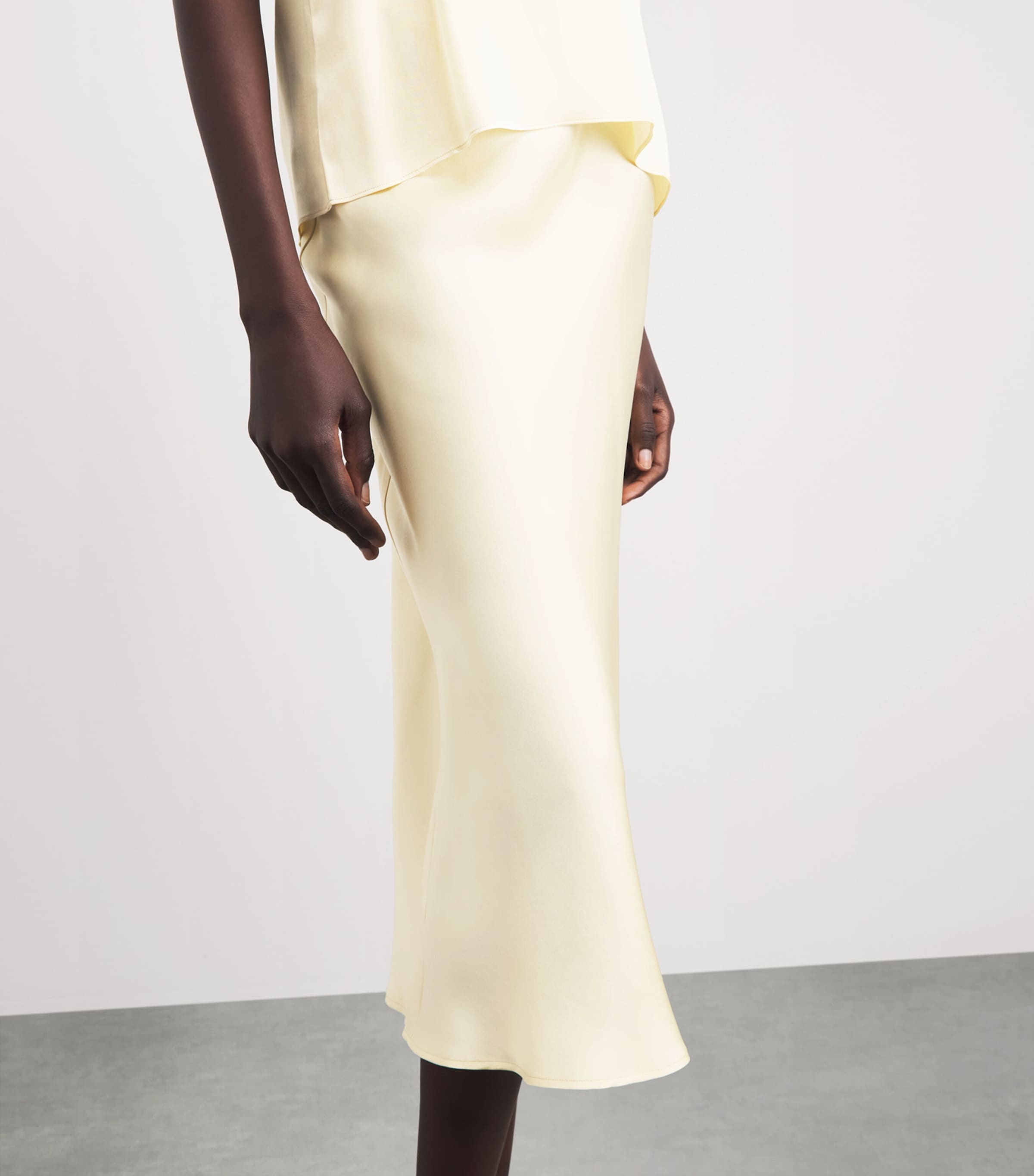 ANINE BING Womens Silk Bar Midi Skirt Cream Image 3