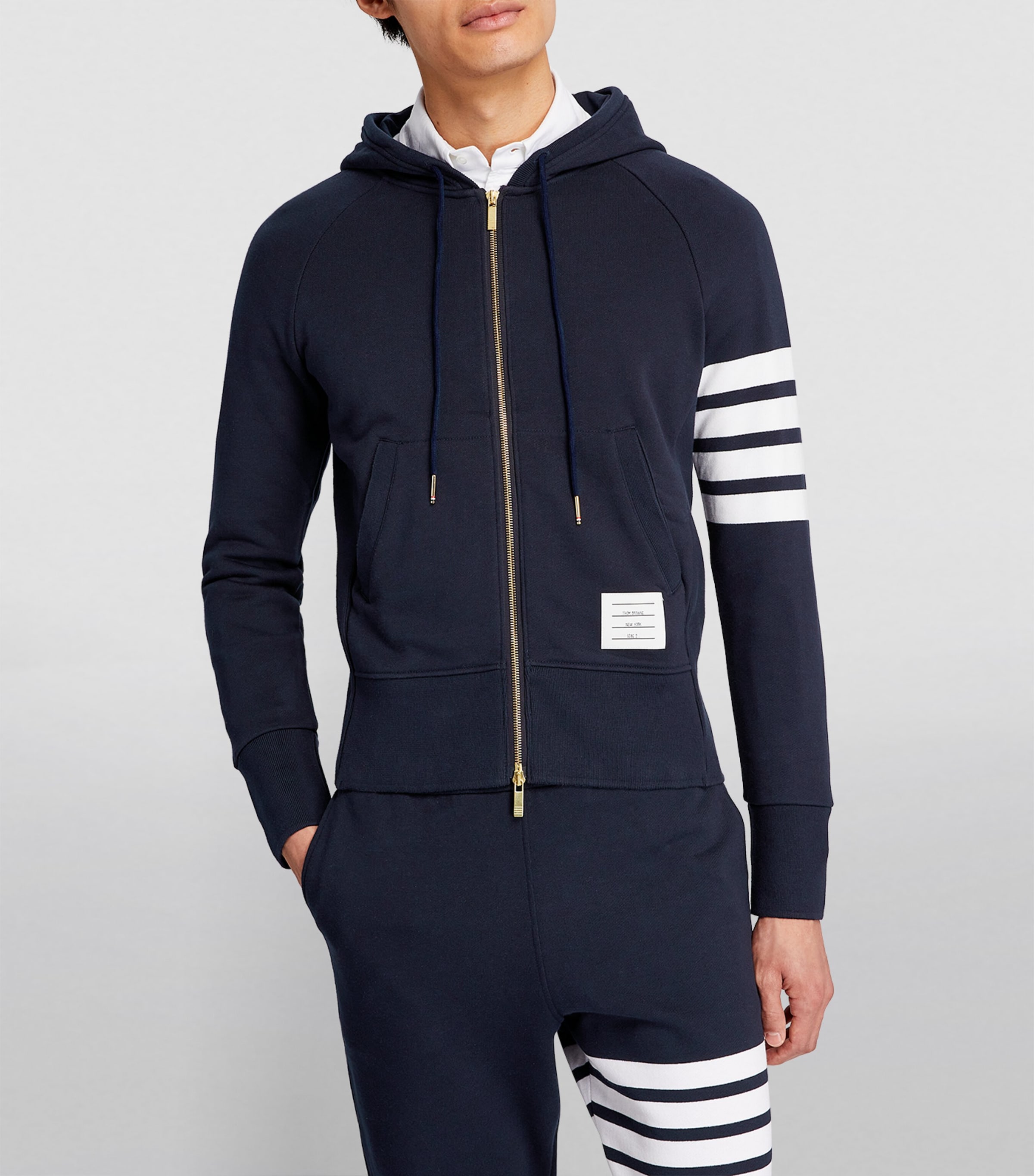 Four-Stripe Zip-Up Hoodie NAVY Image 3