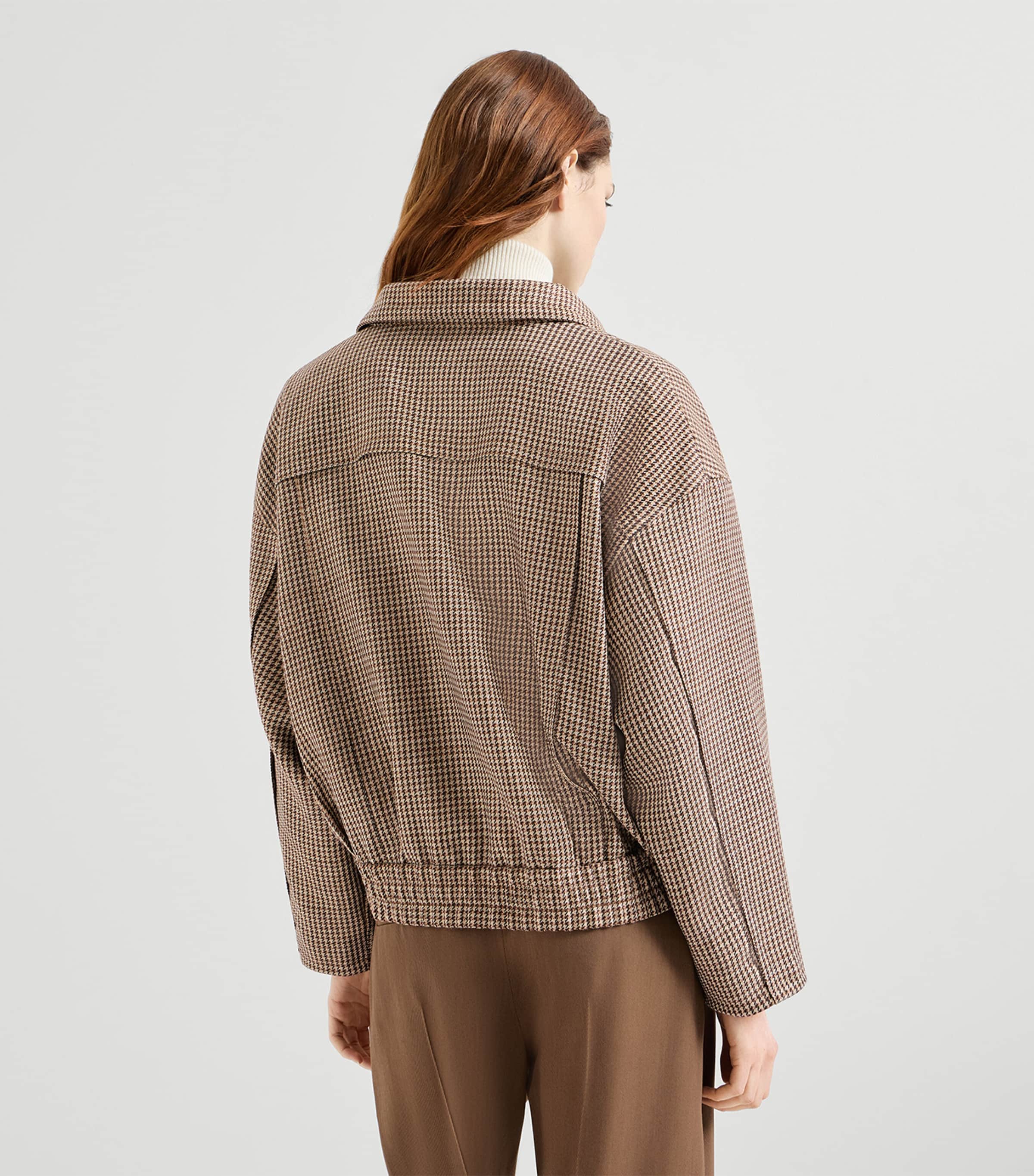 Brunello Cucinelli Womens Virgin Wool-Blend Houndstooth Jacket Beige+black Image 5
