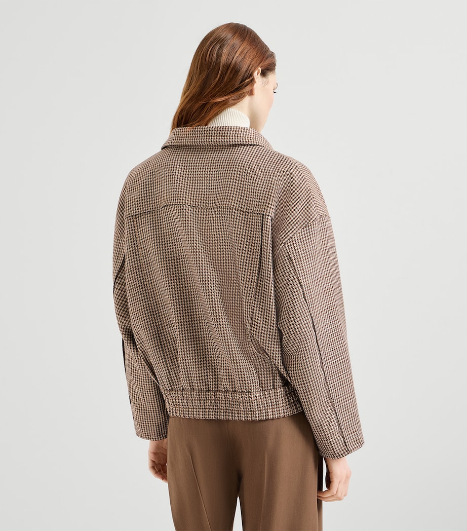 Brunello Cucinelli Womens Virgin Wool-Blend Houndstooth Jacket Beige+black Image 5