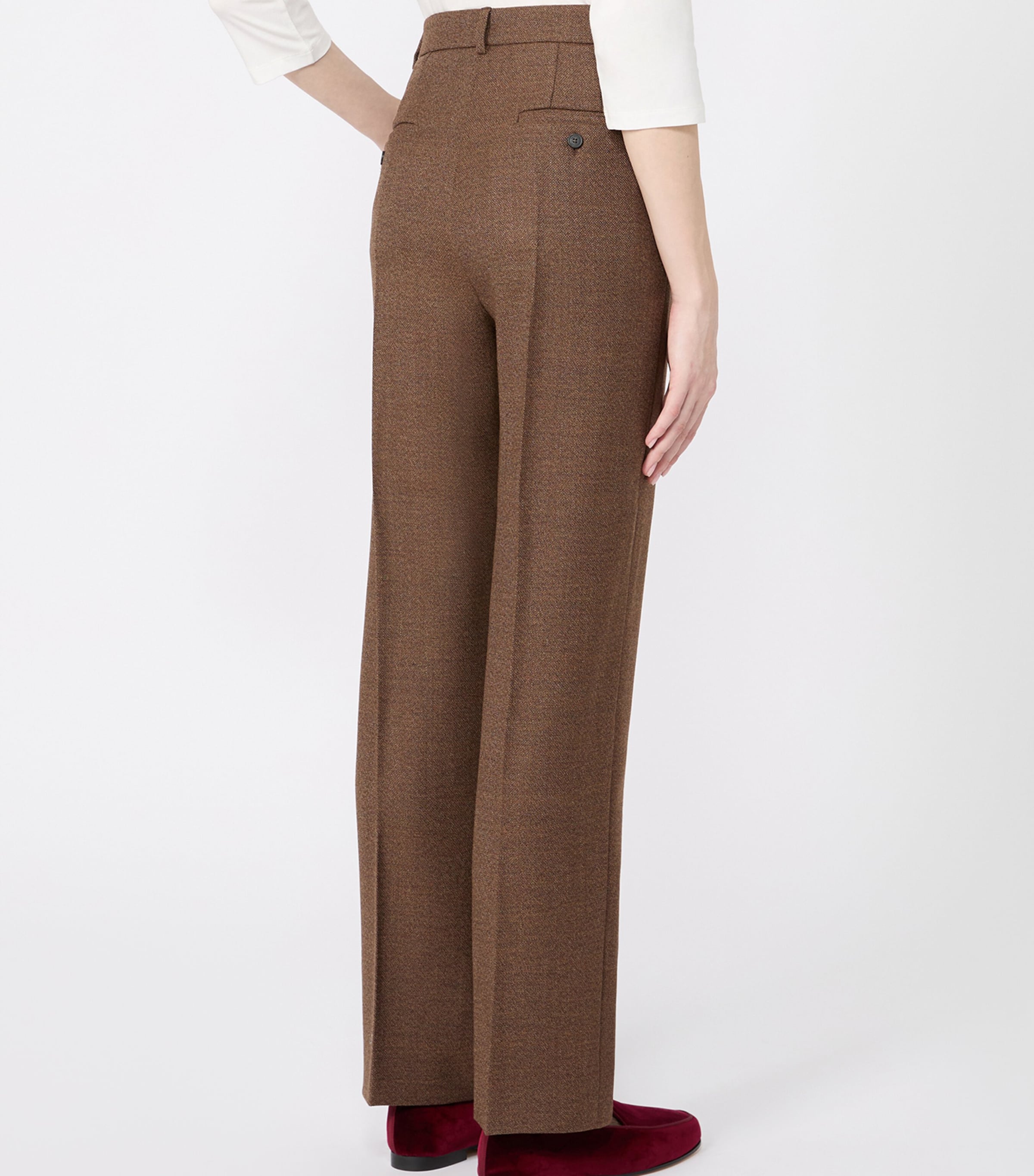 Weekend Max Mara Womens Virgin Wool Trousers Brown Image 3