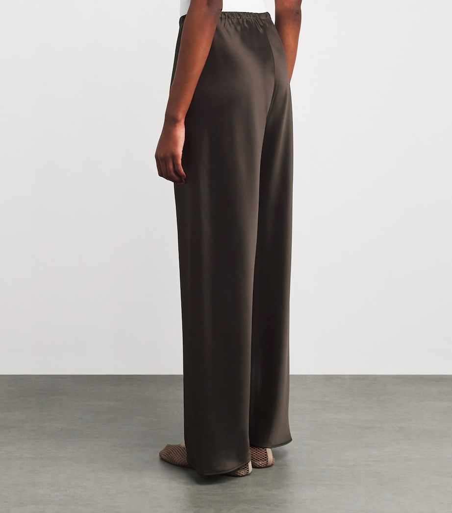 Satin Wide-Leg Trousers CHOCOLATE Image 4
