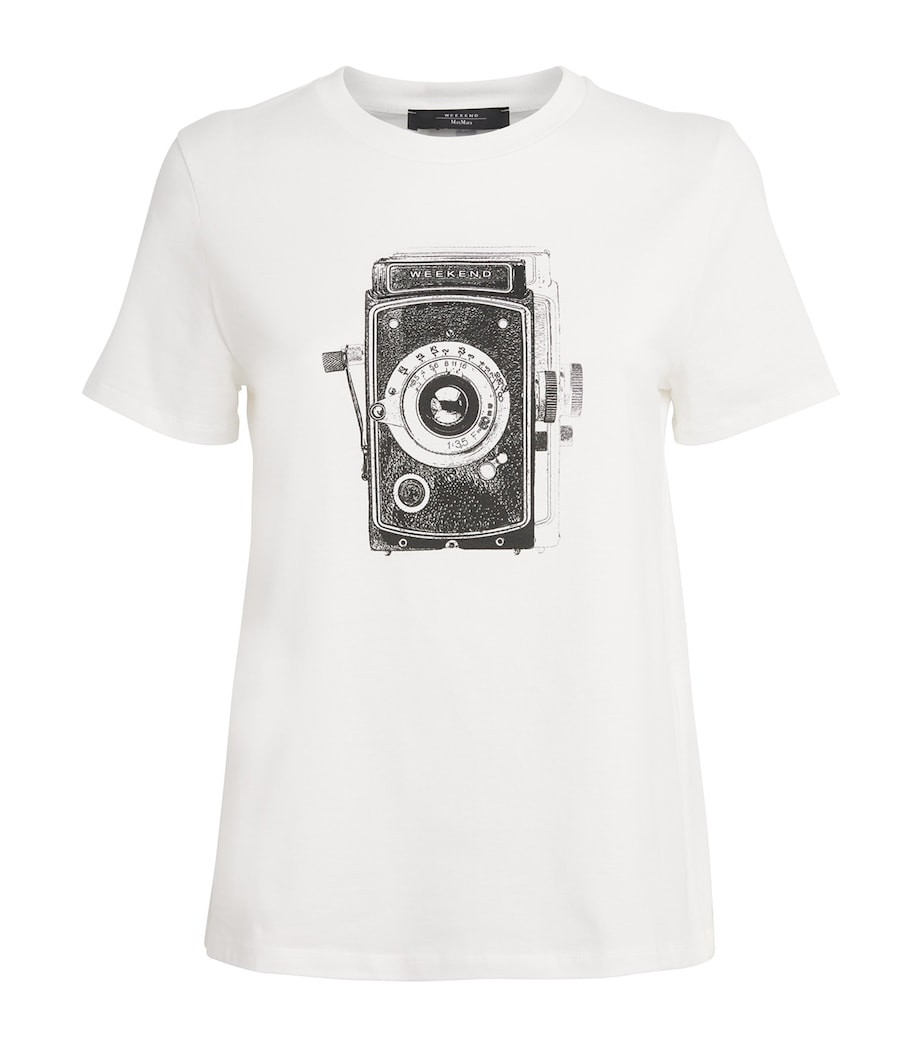 Cotton Camera Print T-Shirt WHITE Image 1
