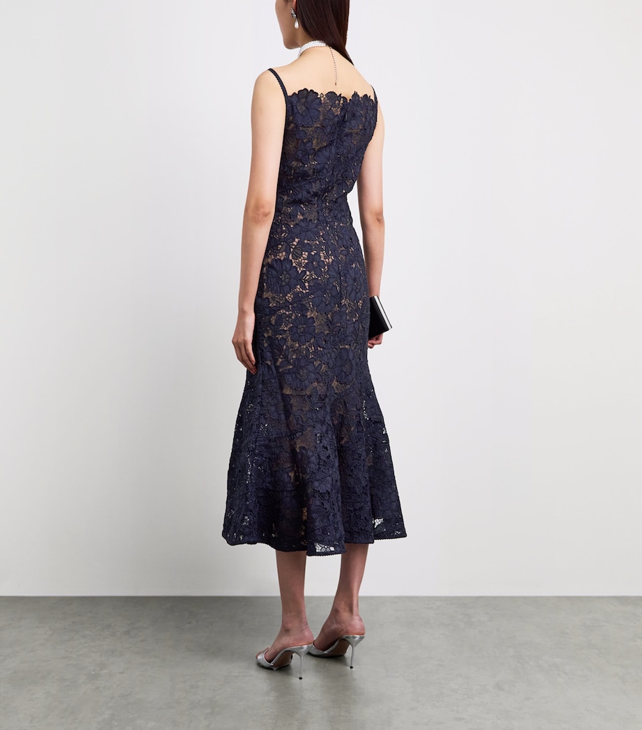 Self-Portrait Womens Lace Sleeveless Midi Dress Navy Image 4