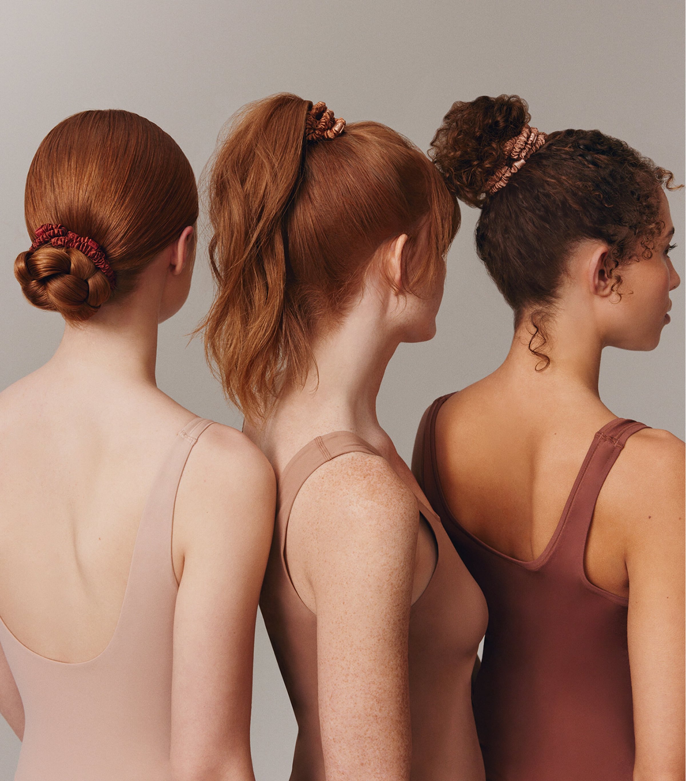 Pure Silk Skinny Scrunchies (Set of 4) LIGHT BROWN Image 6