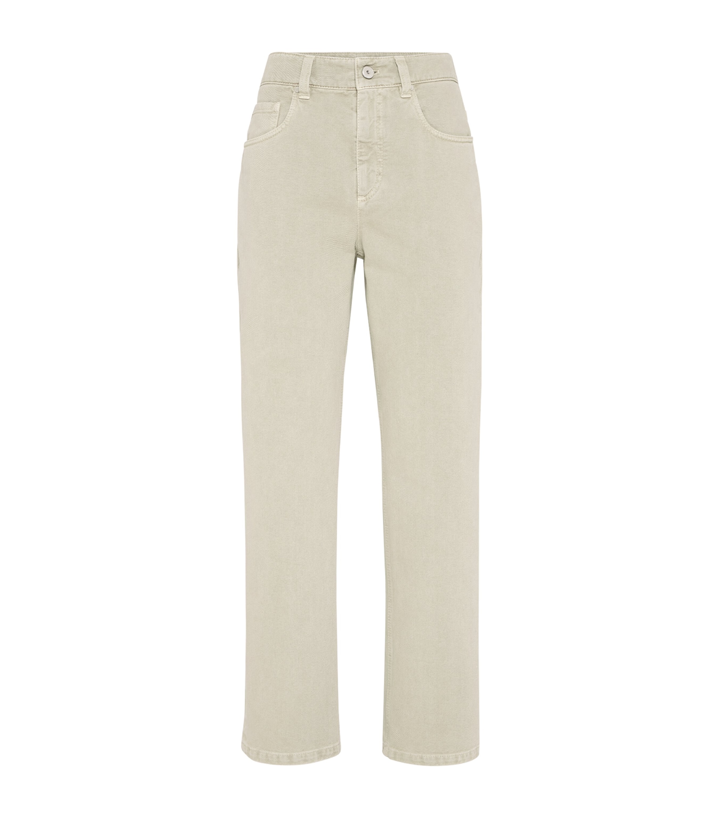 Brunello Cucinelli Beige Twill Loose Trousers In Brown