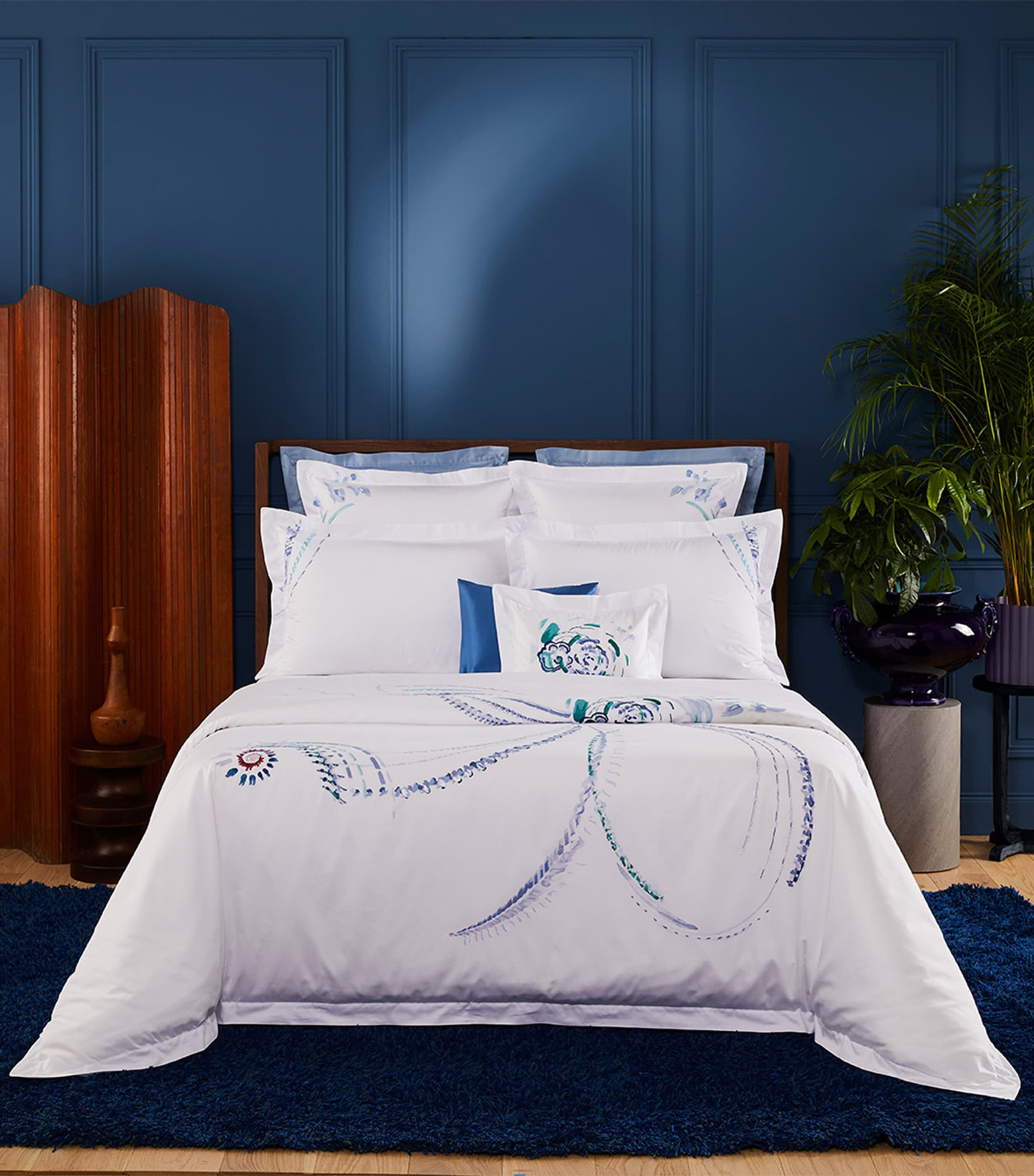 Yves Delorme Couture Pima Cotton Abysses Square Oxford Pillowcase Pair