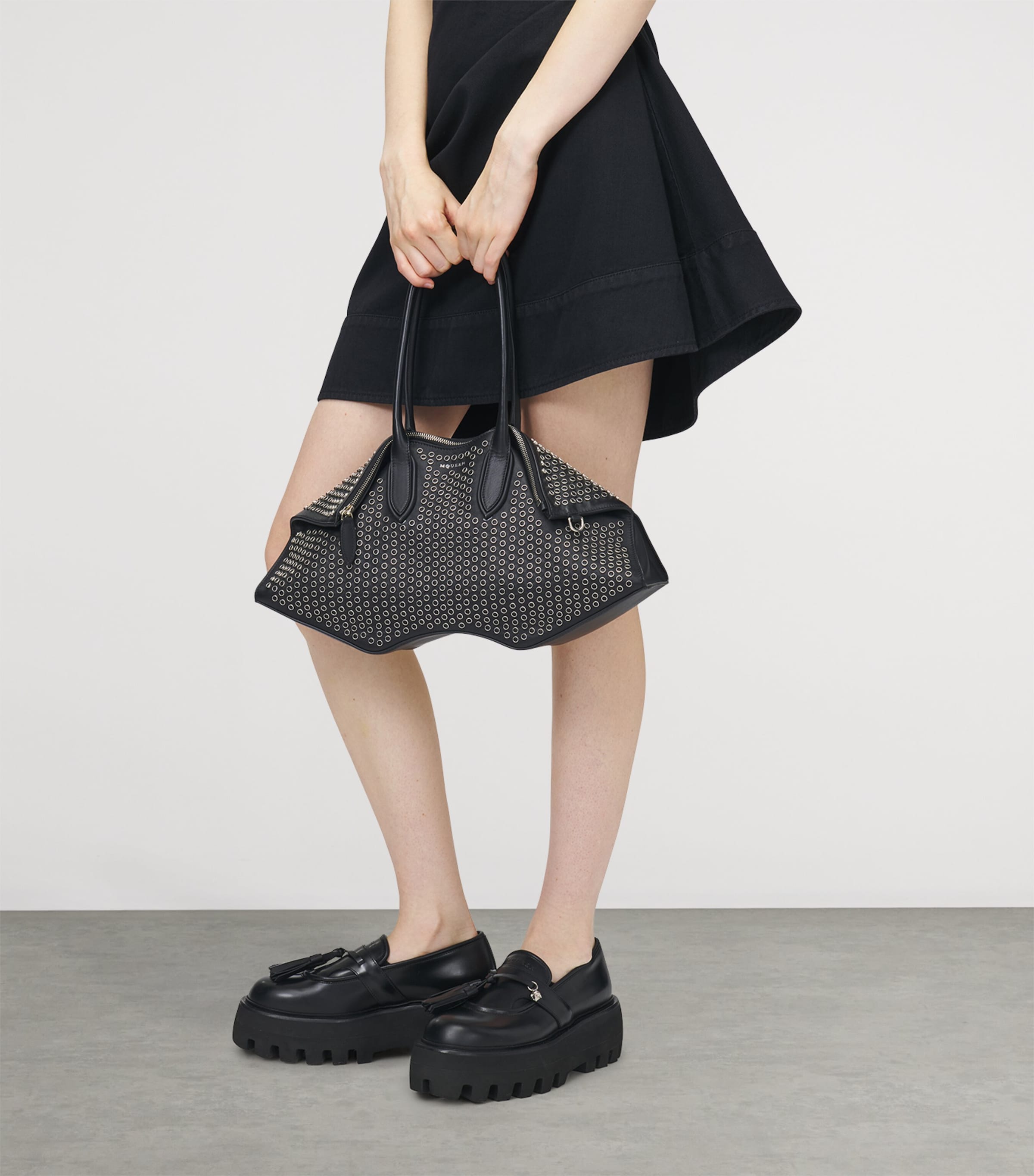 Leather Studded Manta Top-Handle Bag 1000 Image 2