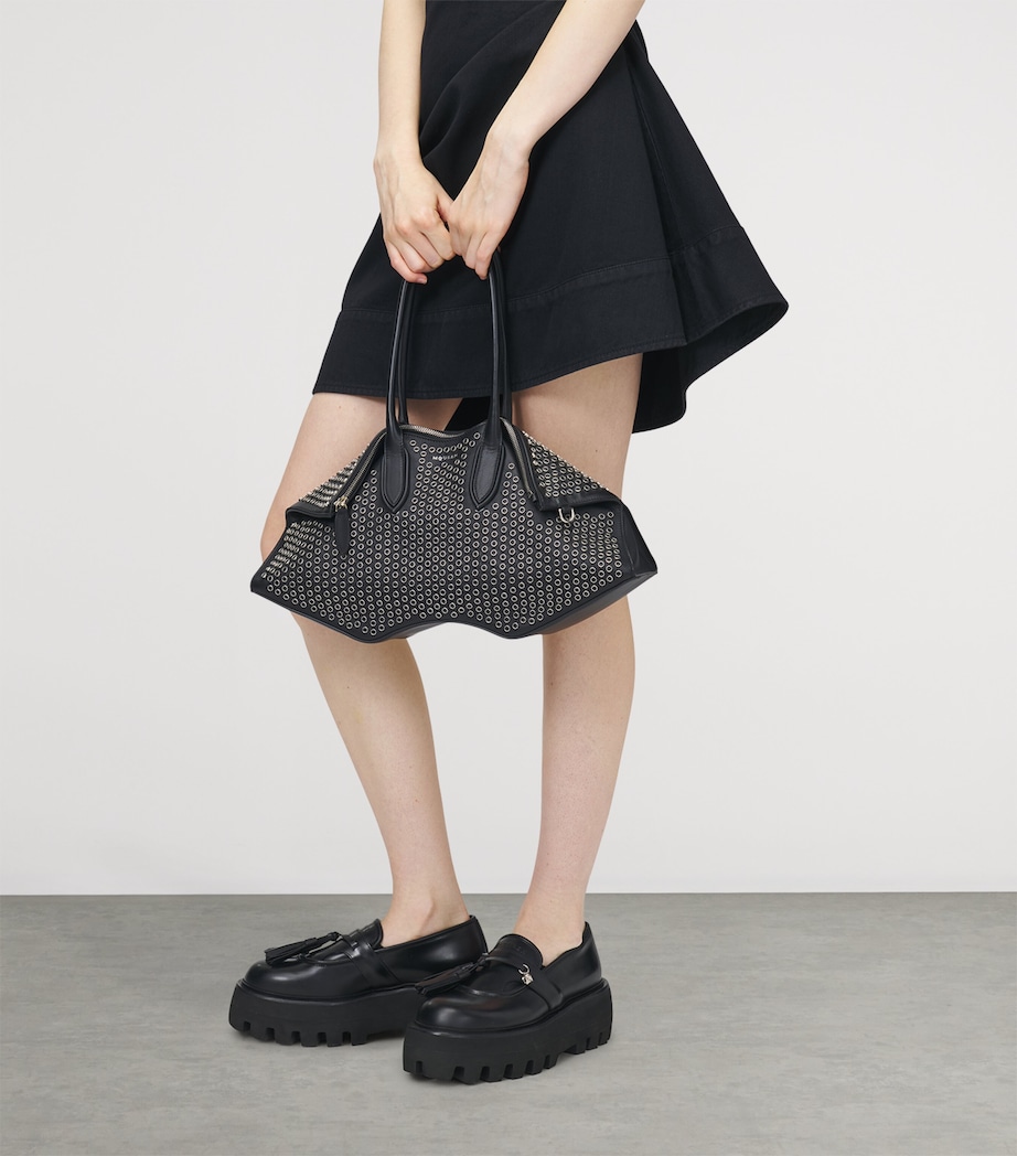 Leather Studded Manta Top-Handle Bag 1000 Image 2