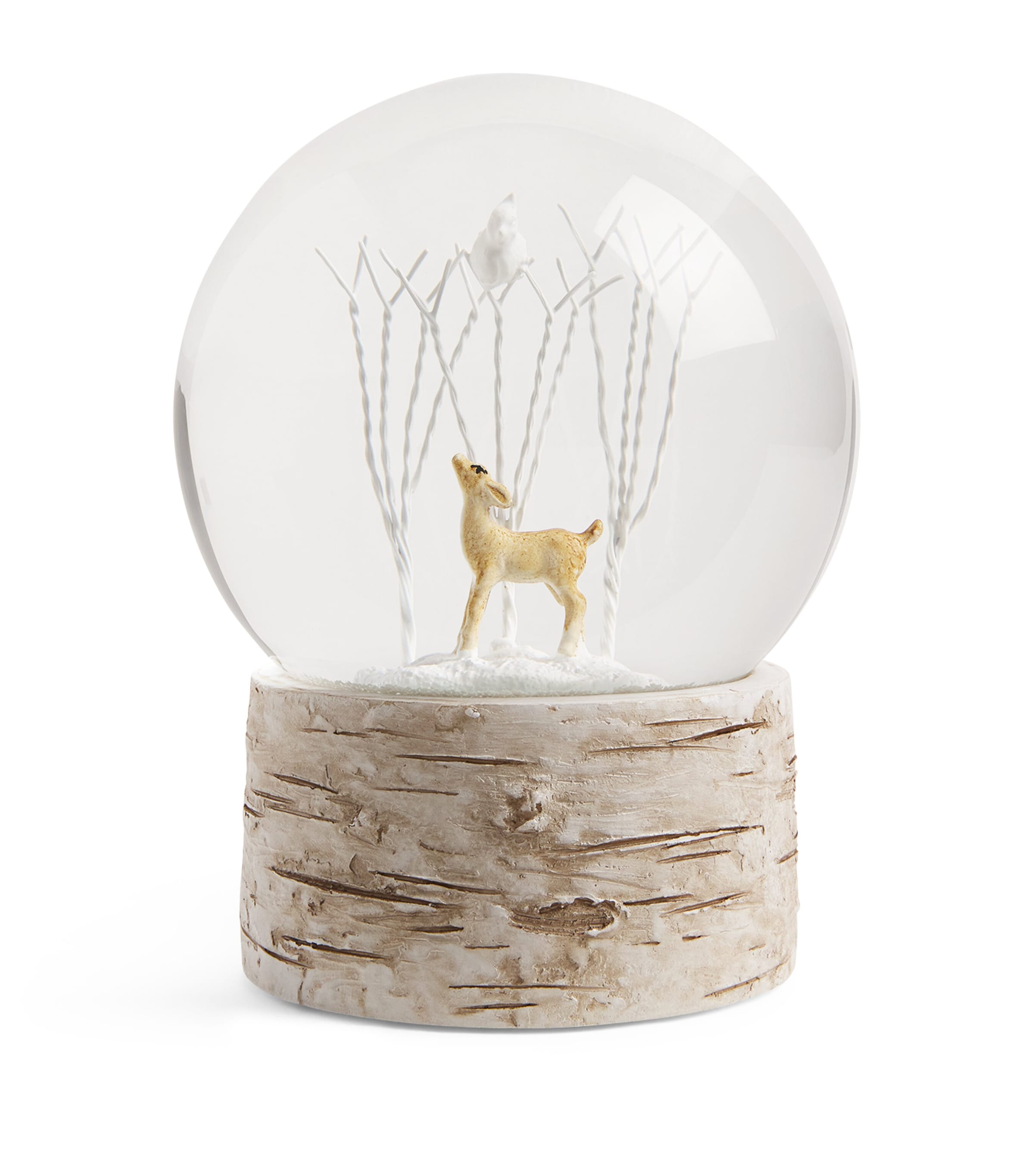 Gisela Graham Deer And Bird Snowglobe In White