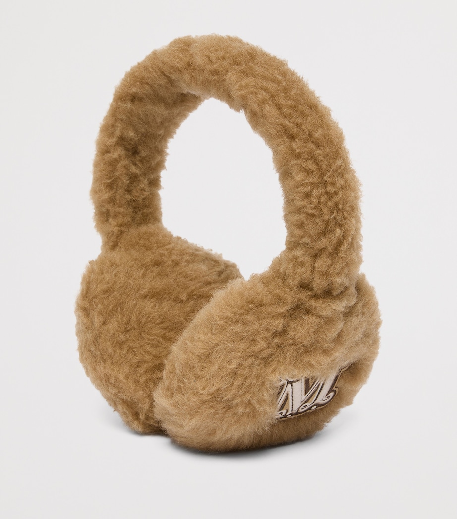 Max Mara Camel Wool-Silk Monogram Earmuffs Camel Image 2