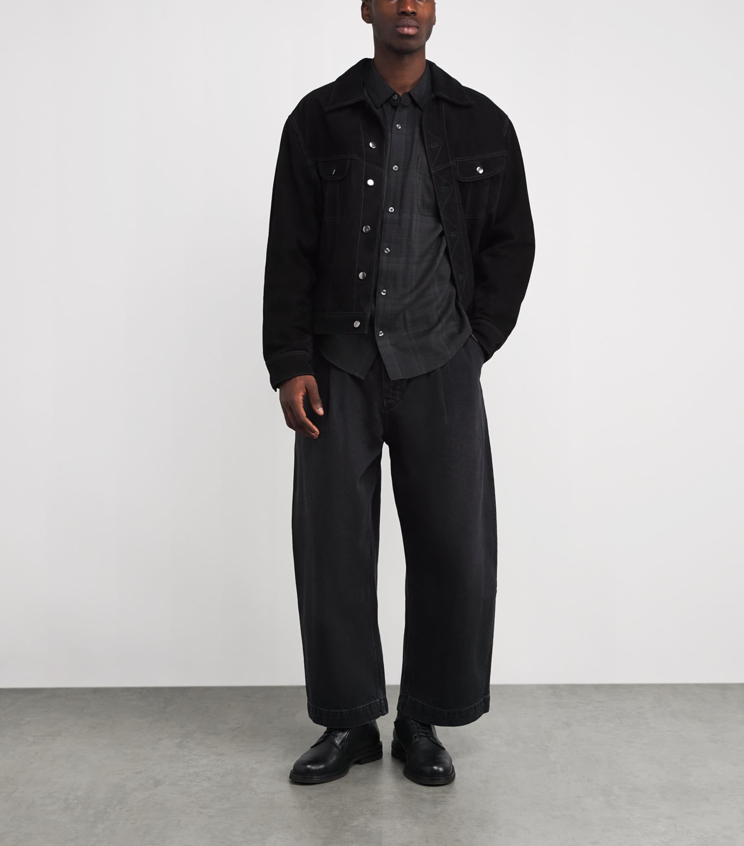 Cotton-Blend Check Everett Shirt BLCK CHRCL PLAID Image 2